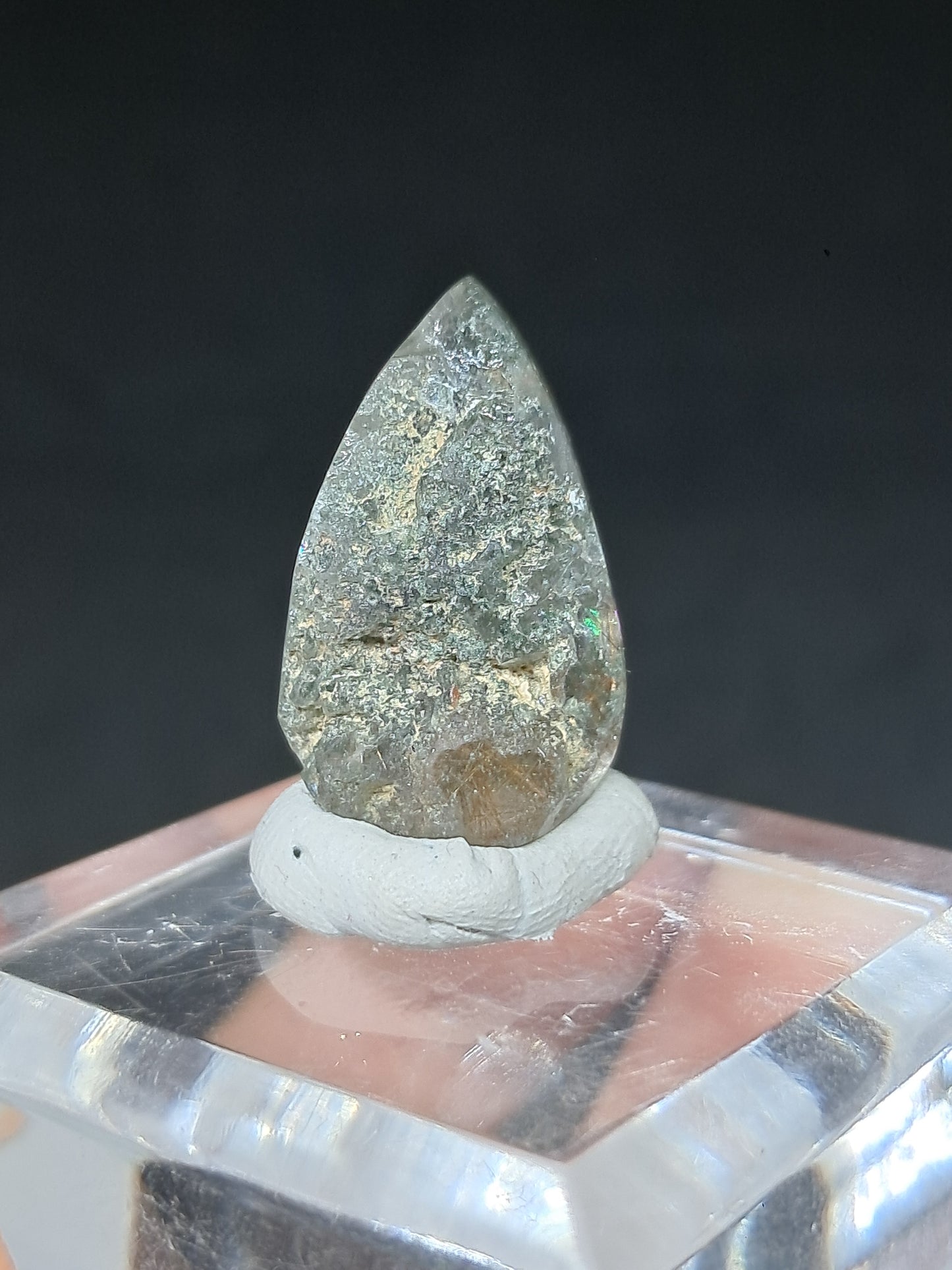 Chlorite Quartz w/ Golden Rutile (Kullu) Half Rough Half Polished | Natural Stone | Cabochon #CH52