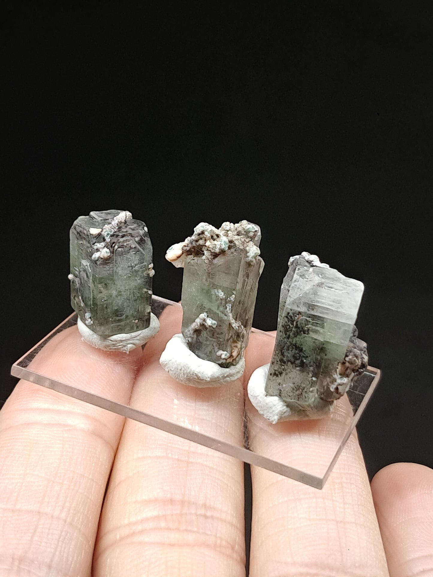 Set of 3 Small Green Apophyllites (Fluorapophyllites) (Ajanta) Rough Natural Crystals | Mineral Specimens #GA47