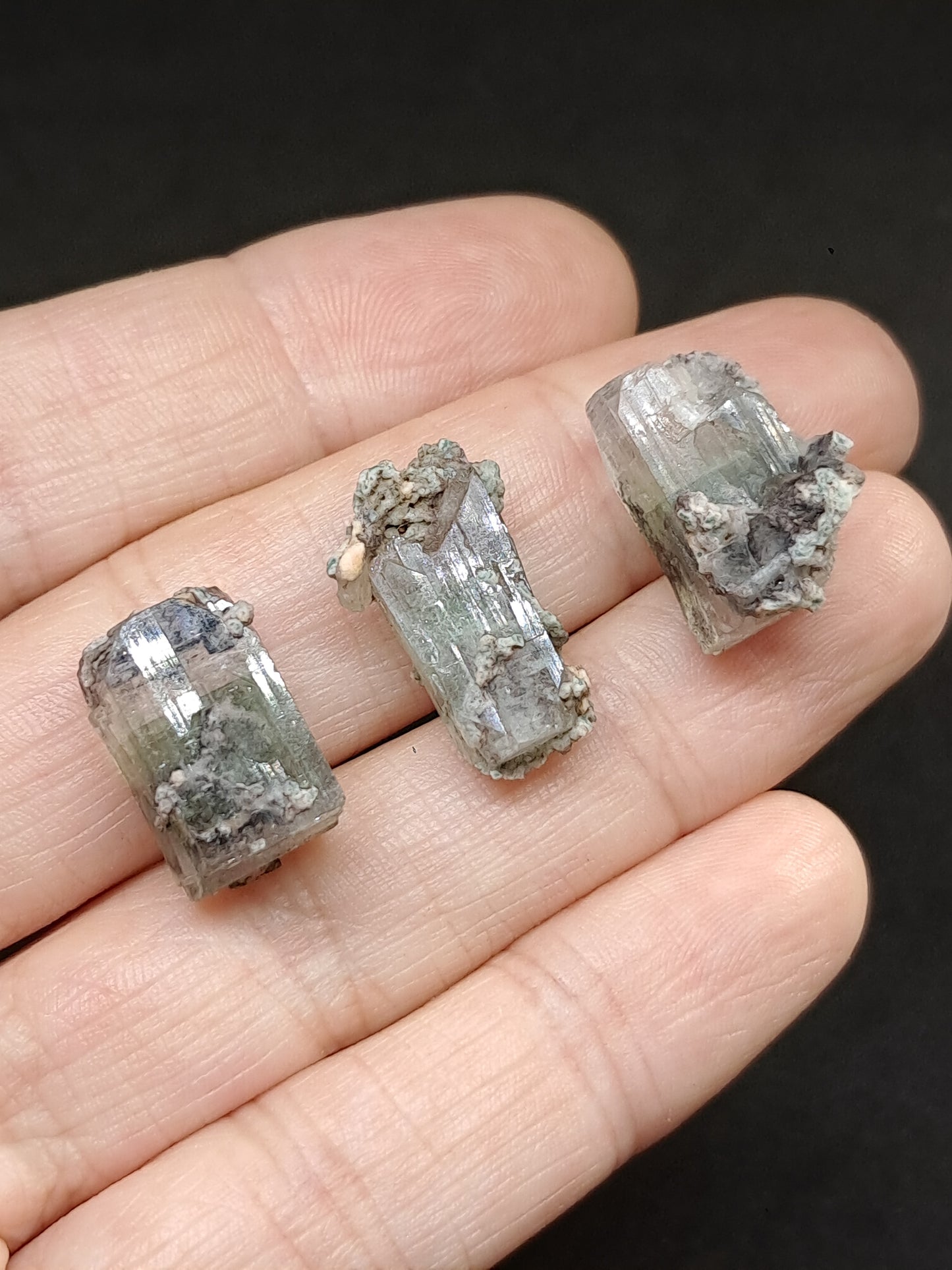 Set of 3 Small Green Apophyllites (Fluorapophyllites) (Ajanta) Rough Natural Crystals | Mineral Specimens #GA47