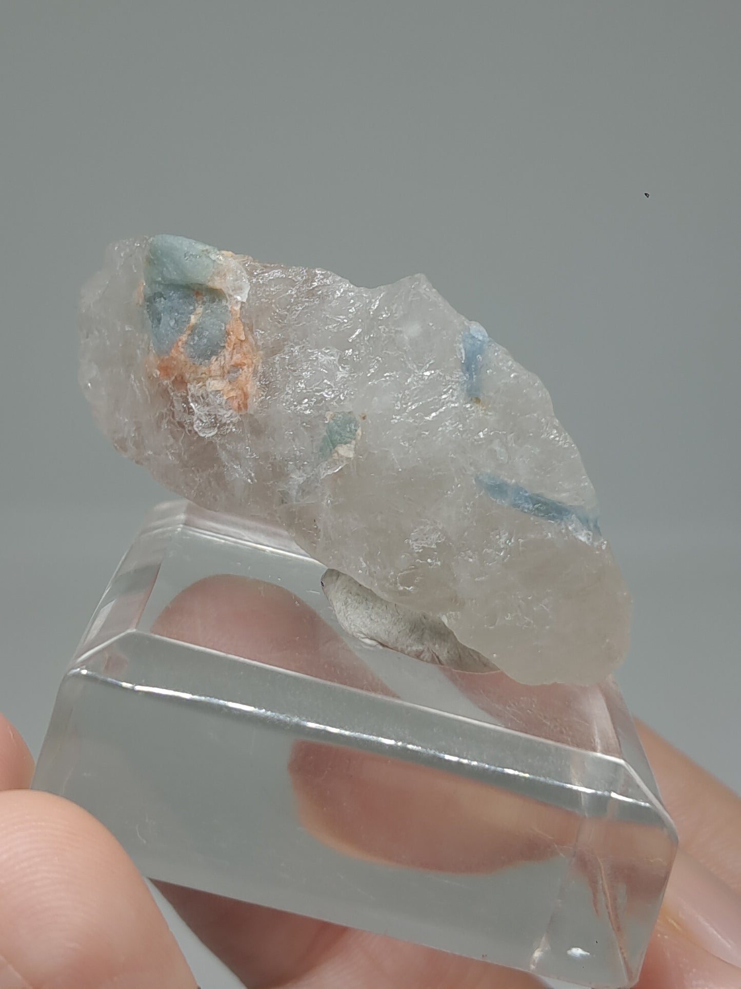 Aquamarine on Quartz (Karur) Rough Natural Crystal | Mineral Specimen #AQM45