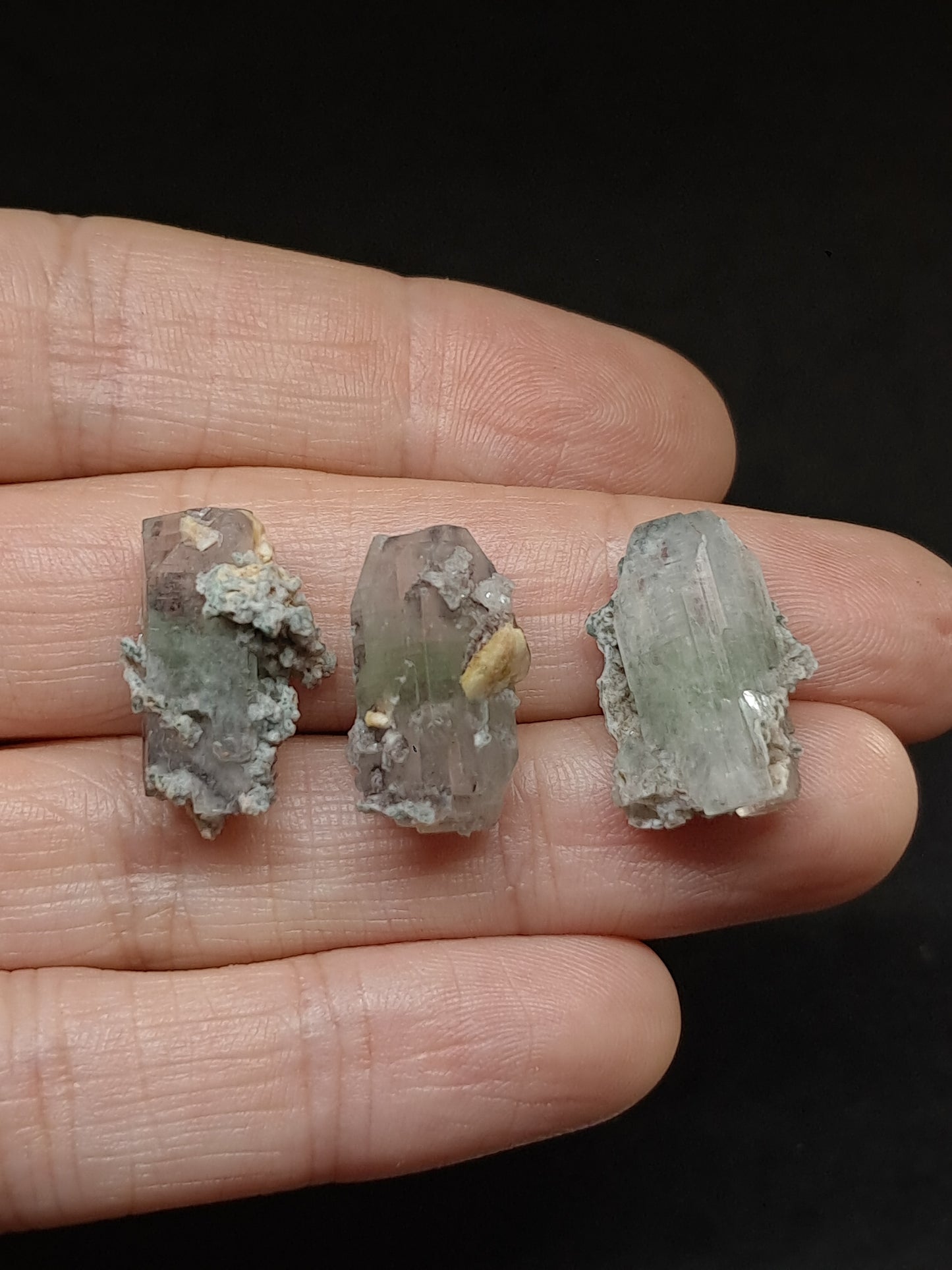 Set of 3 Small Green Apophyllites (Fluorapophyllites) (Ajanta) Rough Natural Crystals | Mineral Specimens #GA55