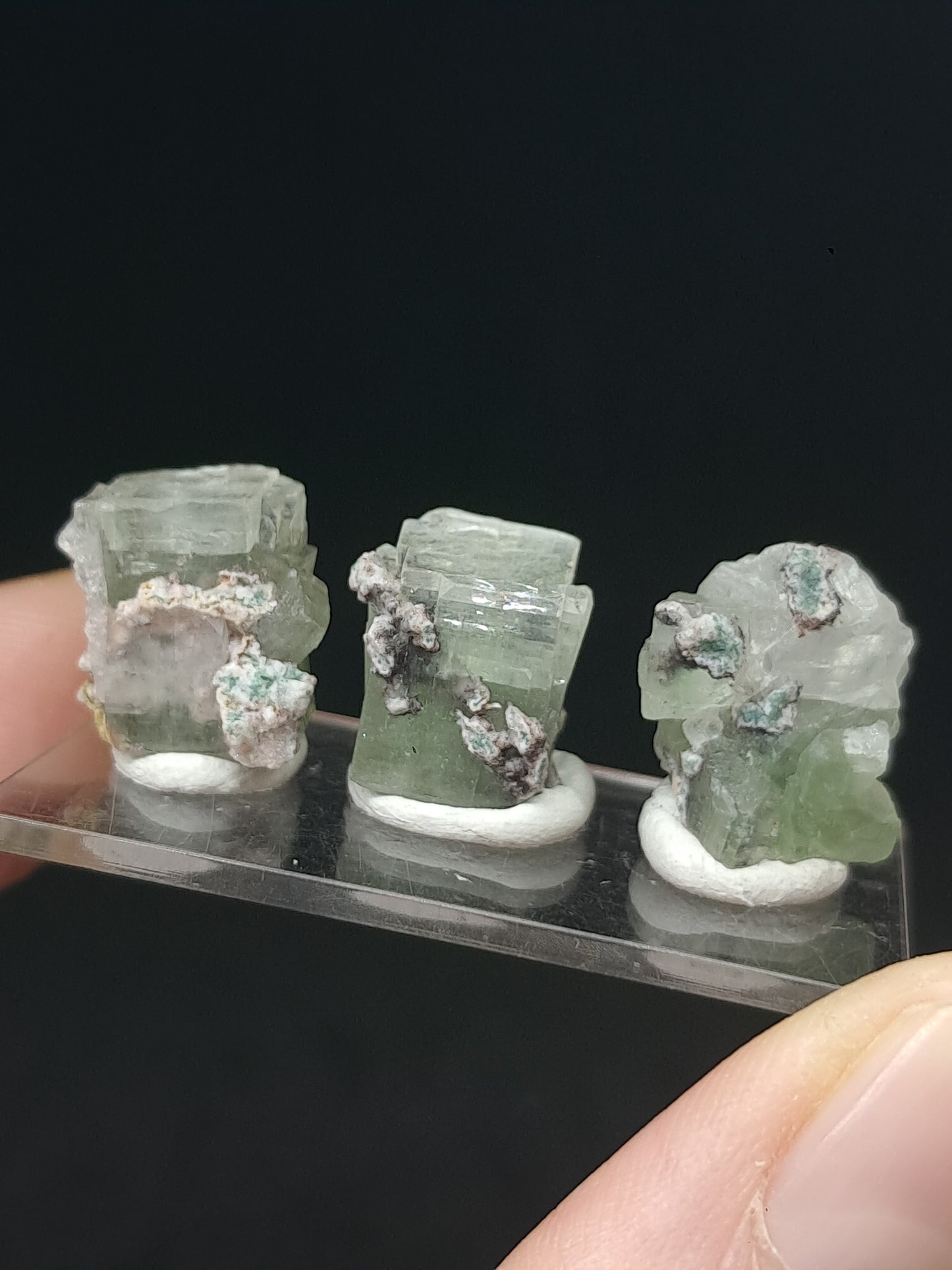 Set of 3 Small Green Apophyllites (Fluorapophyllites) (Ajanta) Rough Natural Crystals | Mineral Specimens #GA50