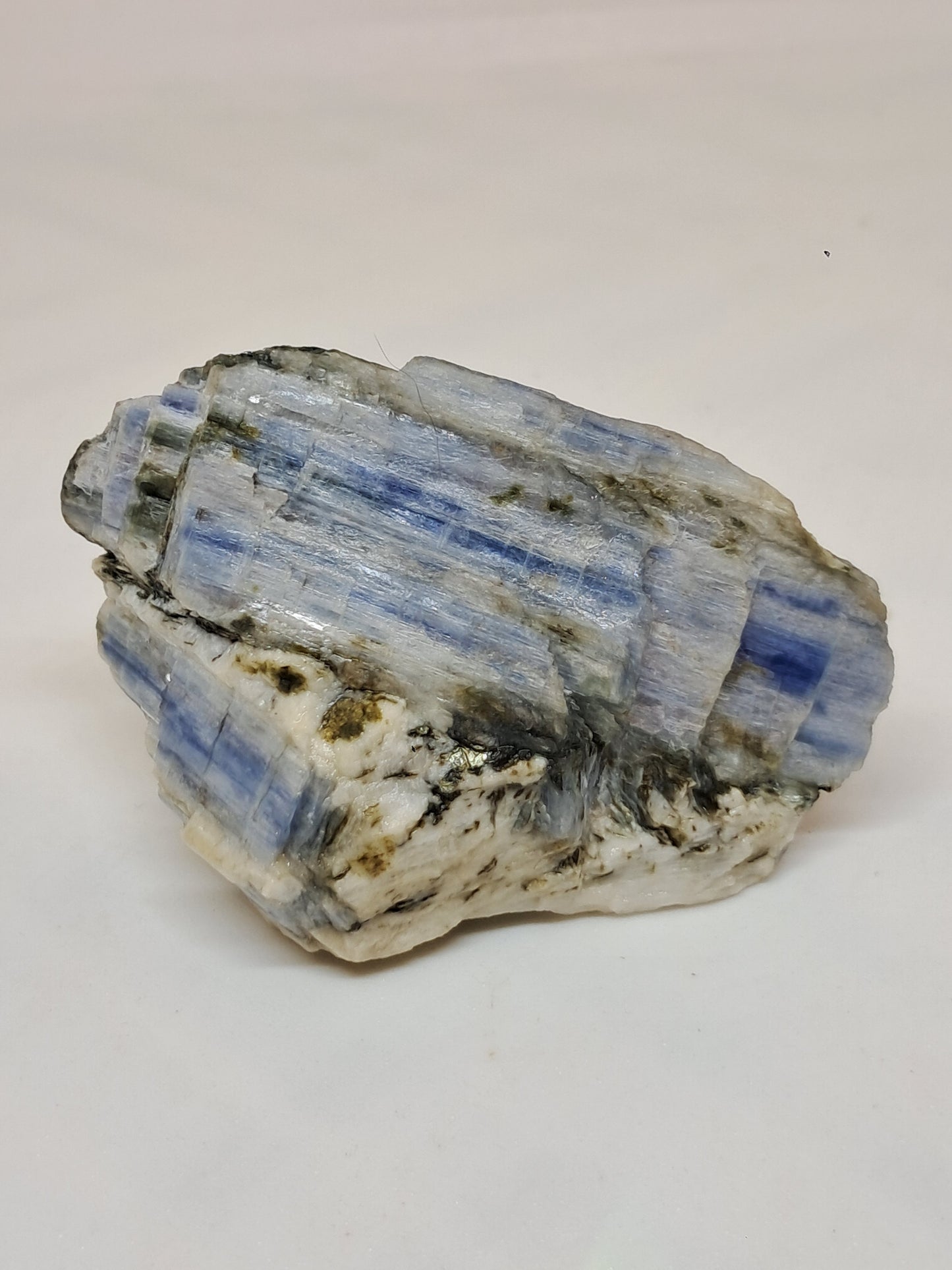 Blue Kyanite on Feldspar (Tamil Nadu) Natural Mineral Specimen #KY3