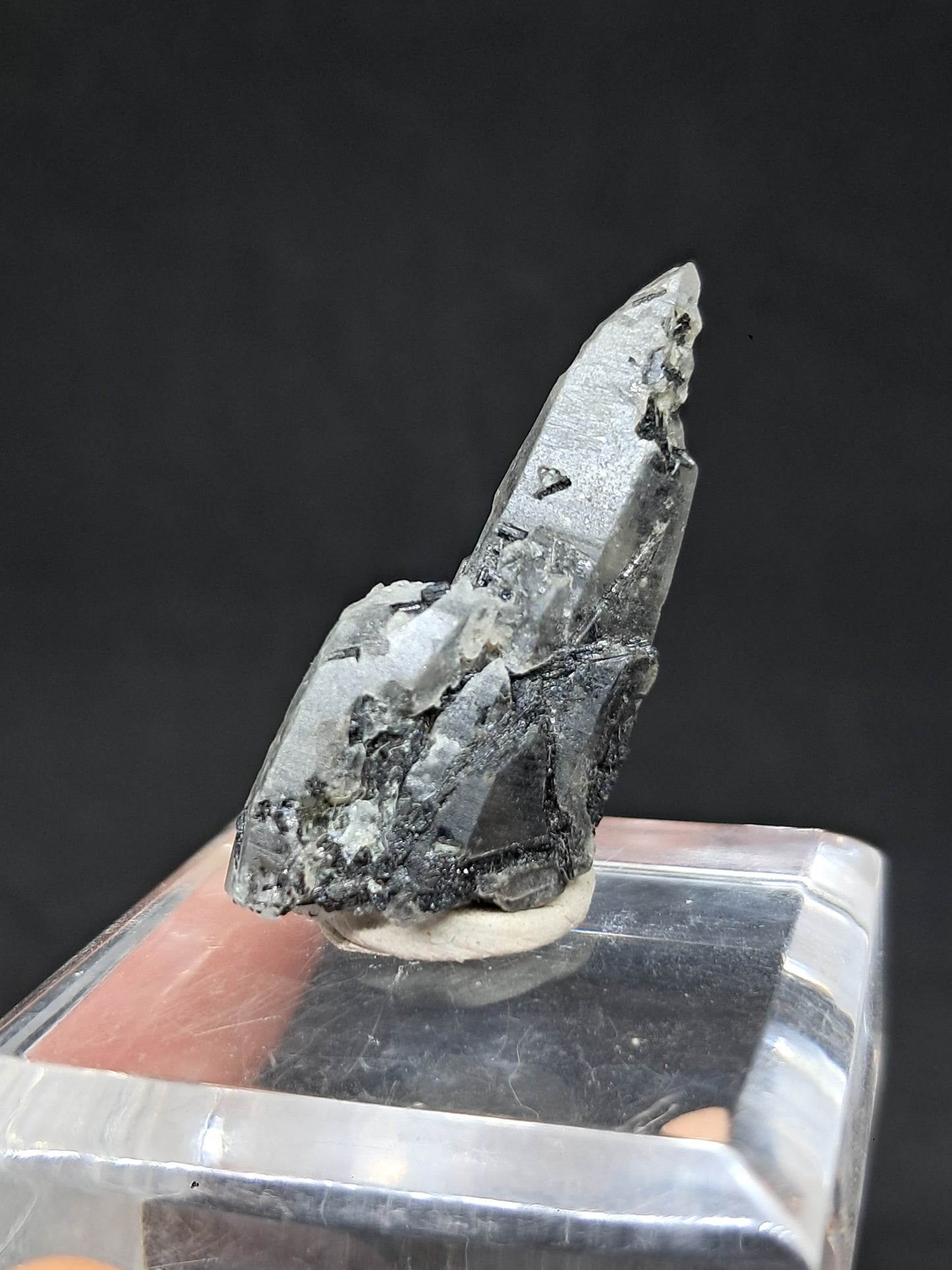Punta de cuarzo turmalinado (Karur) Cristal natural | Muestra de mineral #TQ30