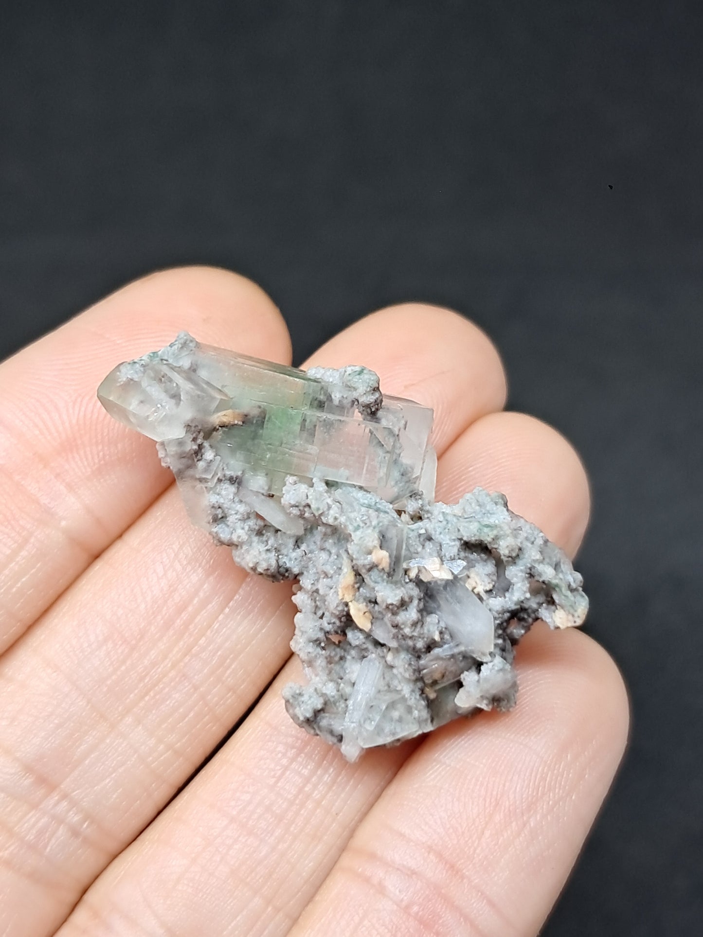 Green Apophyllite w/ Stilbite (Fluorapophyllite) (Ajanta) Natural Crystal | Mineral Specimen #GA42