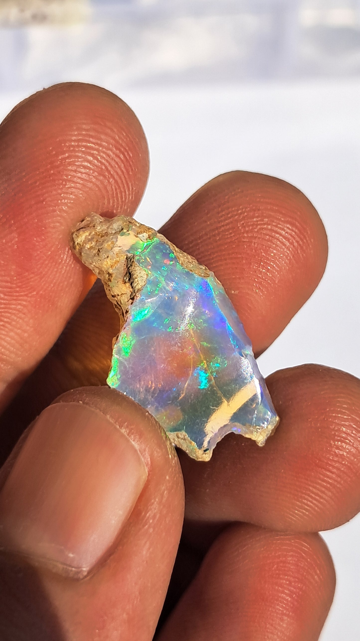 Natural Ethiopian Opal Rough | White Hydrophane Opal with Bright Play of Color #OP10
