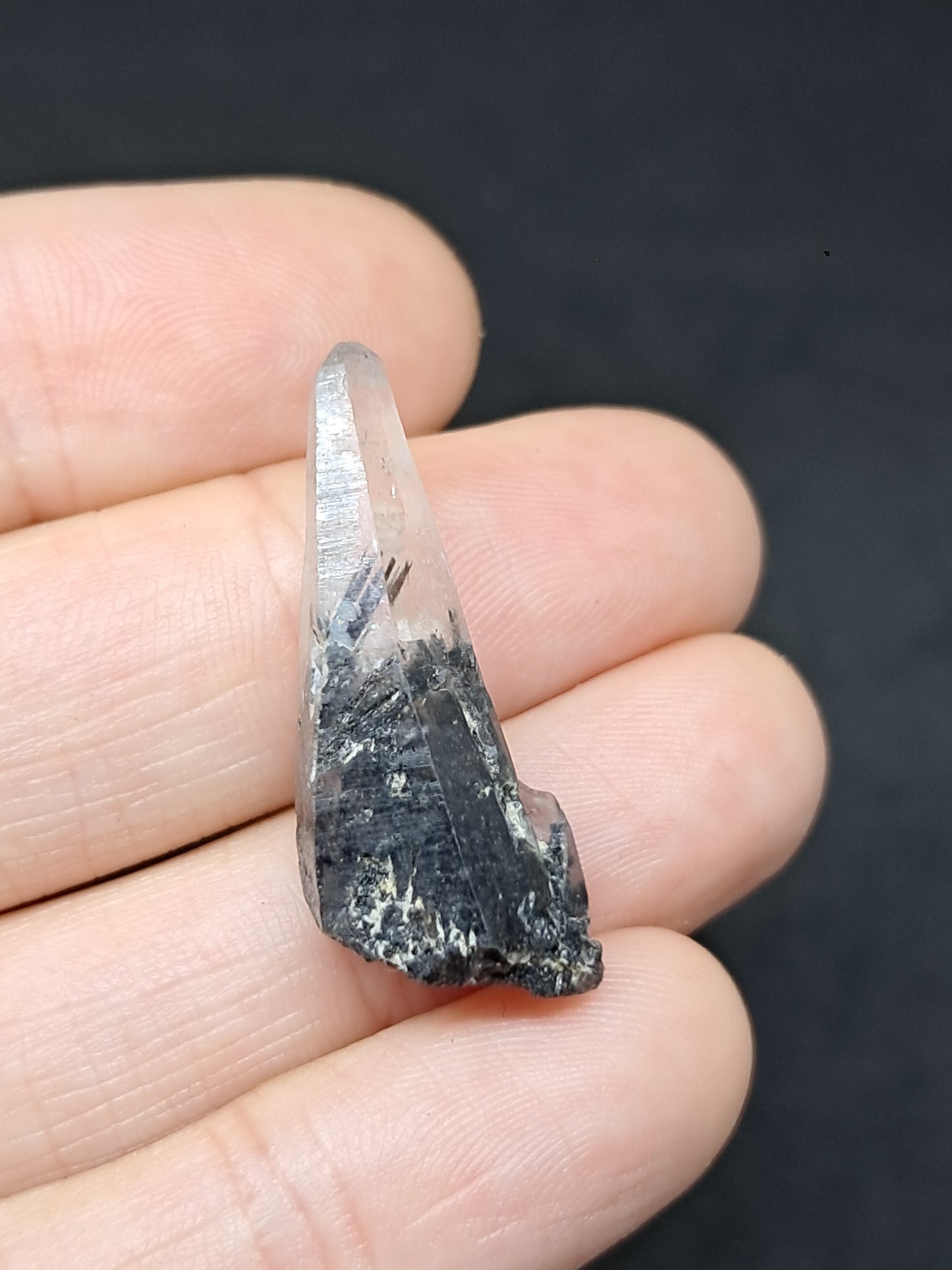 Punta de Cuarzo Turmalinado (Karur) Cristal Natural | Espécimen Mineral #TQ36