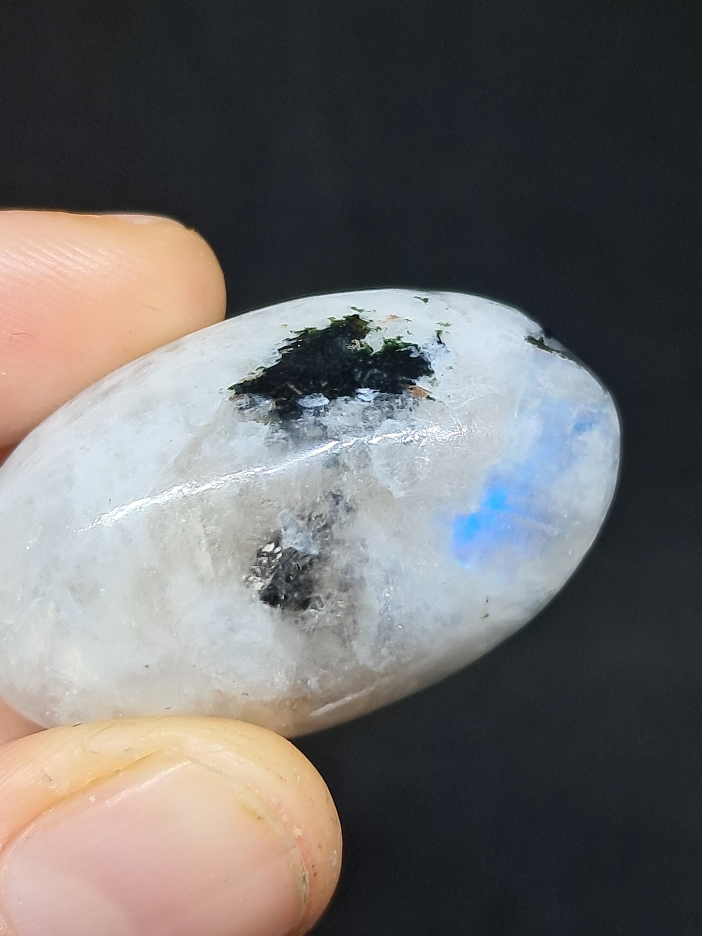 Rainbow Moonstone Shivalingam | White Labradorite | Natural Polished Stone