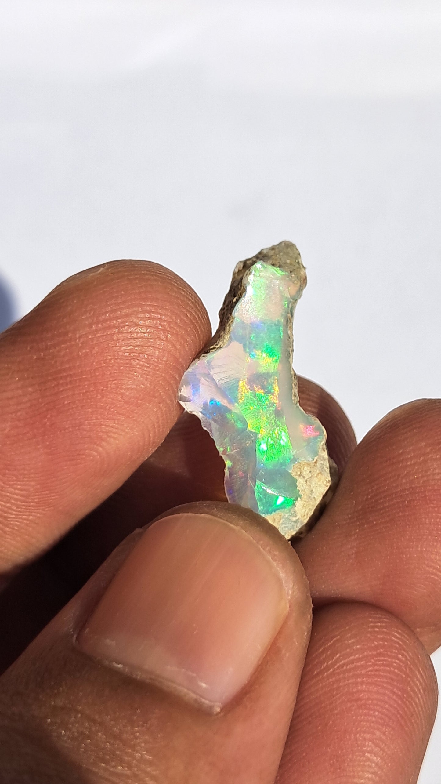 Ópalo etíope natural en bruto | Ópalo hidrofano blanco con juego de colores brillante #OP5