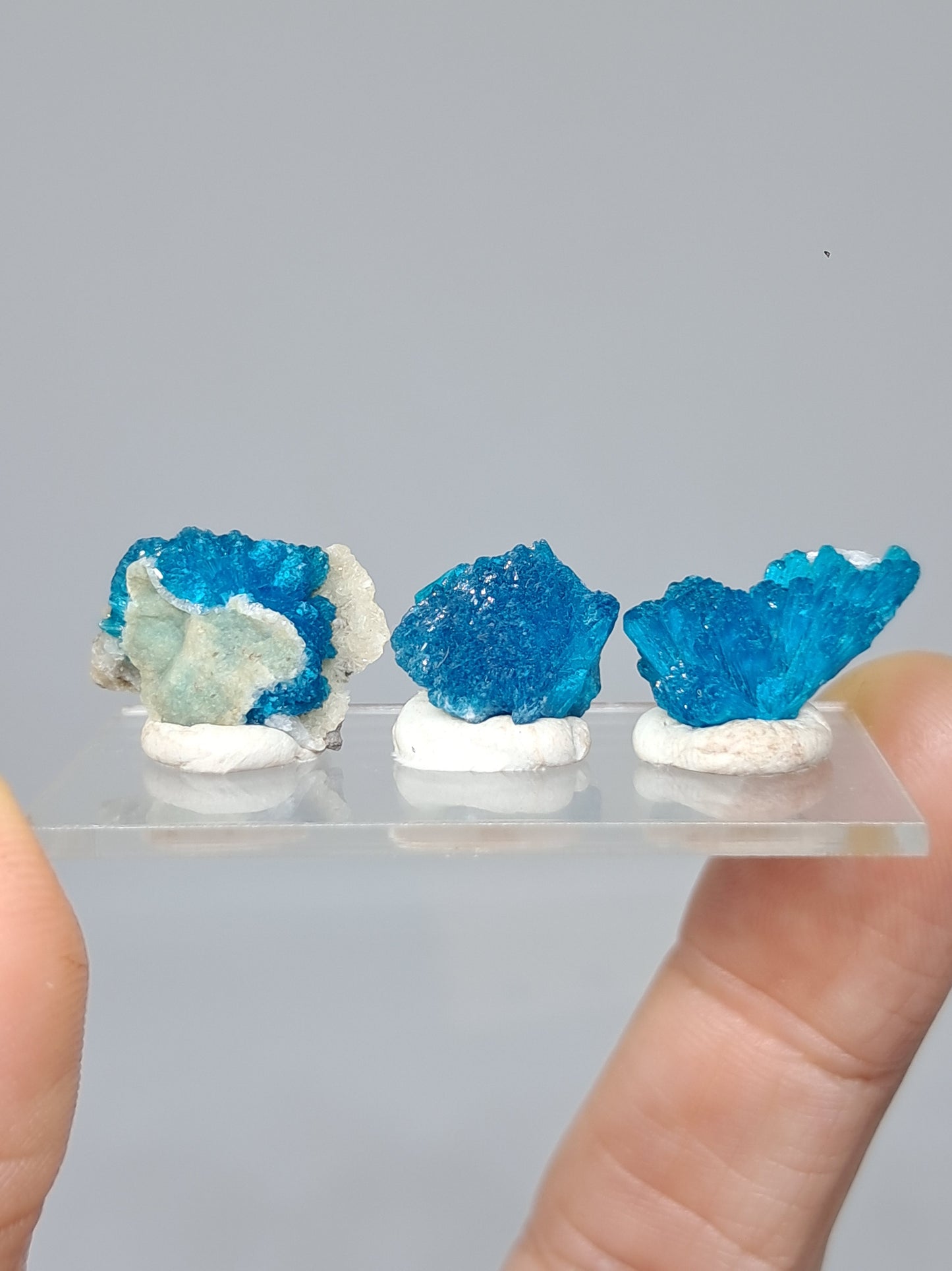 Conjunto de 3 cavansitas (wagholi) en bruto | Cristal natural | Ejemplar mineral raro n.° CV39