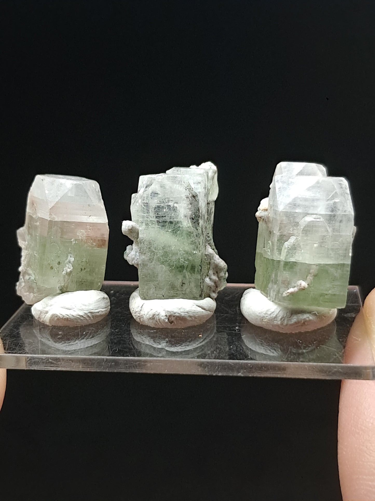 Set of 3 Small Green Apophyllites (Fluorapophyllites) (Ajanta) Rough Natural Crystals | Mineral Specimens #GA46