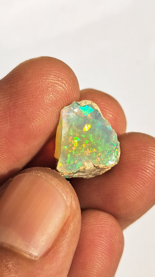 Natural Ethiopian Opal Rough | White Hydrophane Opal with Bright Play of Color #OP13