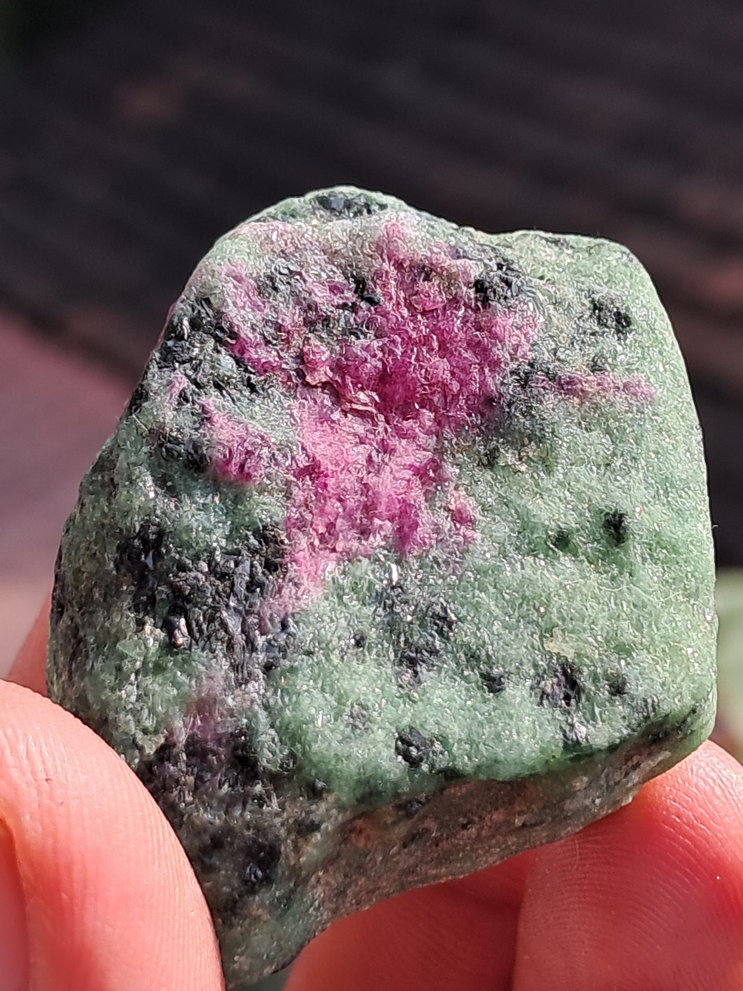 Ruby Zoisite w/ Hornblende (Tanzania) Rough Stone | Natural Specimen #RZ9