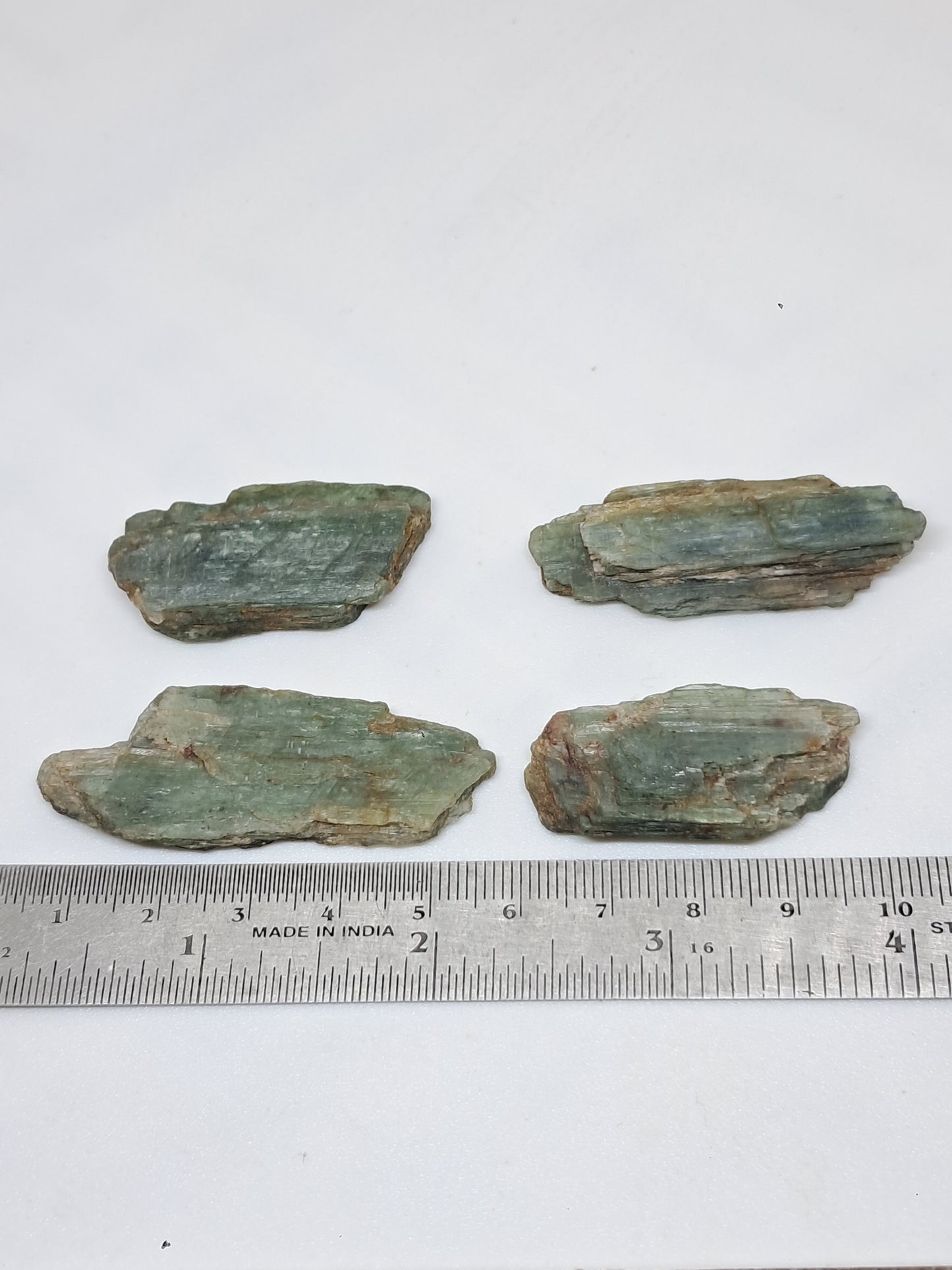 Set of 4 Green Kyanites (Tamil Nadu) Natural Crystals #KY10