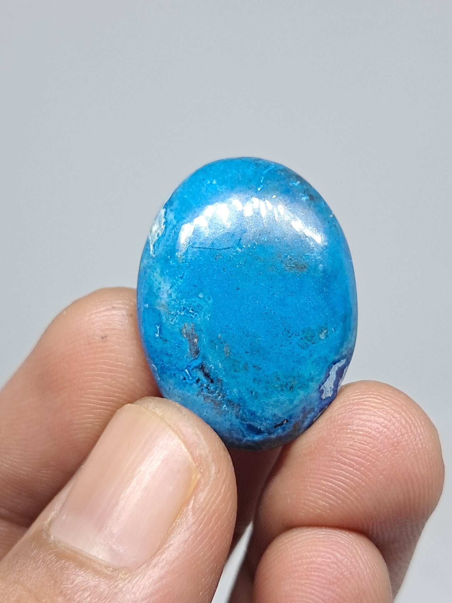 Chrysocolla w/ Azurite and Shattuckite Palmstone | Polished Natural Stone #CM13