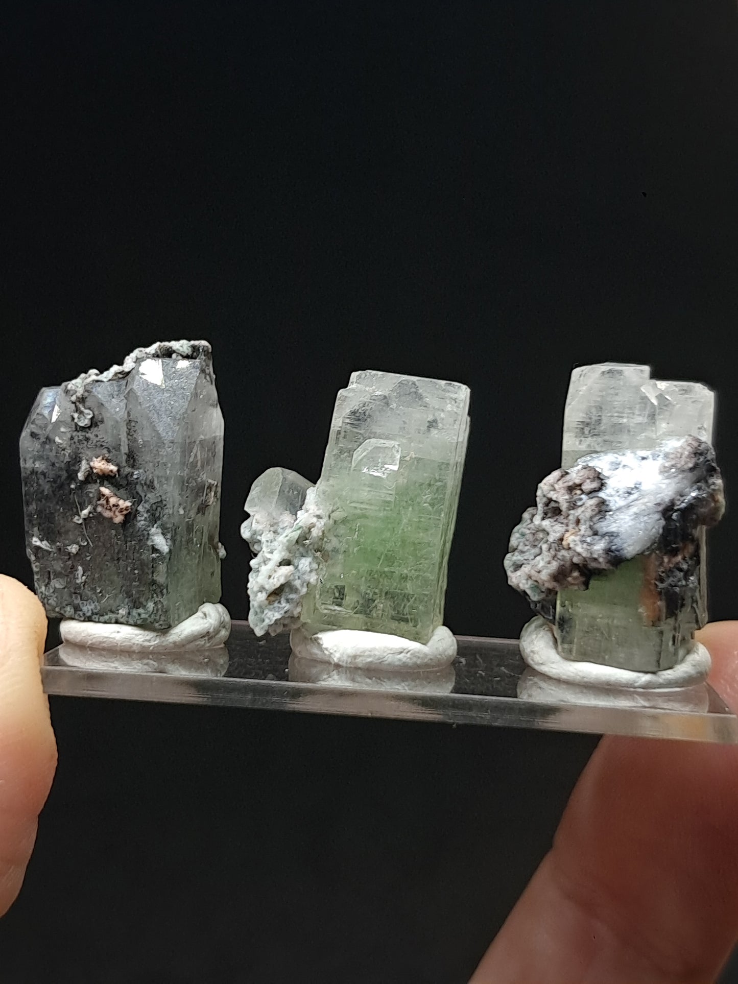 Set of 3 Small Green Apophyllites (Fluorapophyllites) (Ajanta) Rough Natural Crystals | Mineral Specimens #GA48