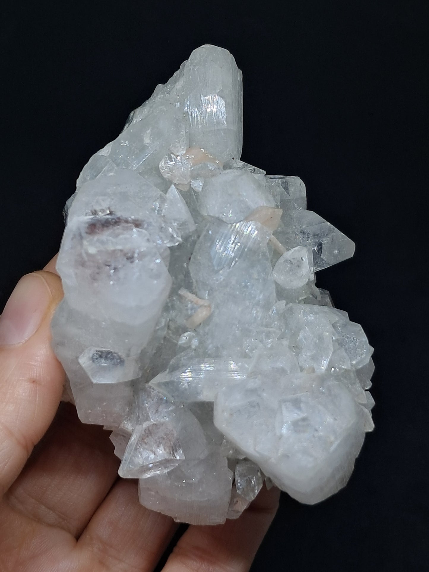 Clear Apophyllite w/ Stilbite  (Ajanta) Natural Crystal Cluster | Mineral Specimen #AP21eb
