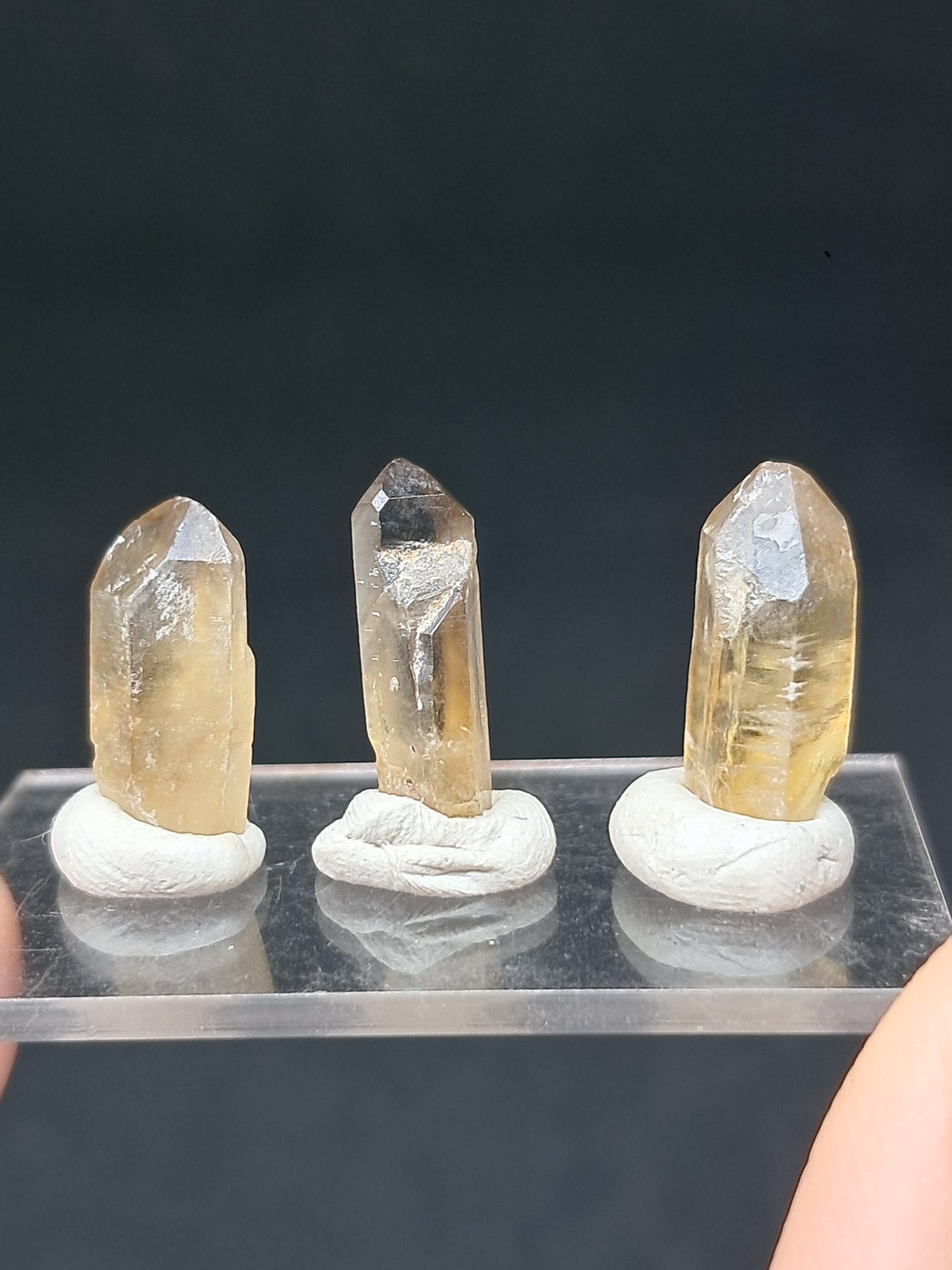 Set of 3 Natural Citrine Points (Karur) | Natural Crystal | Mineral Specimen #CTN39