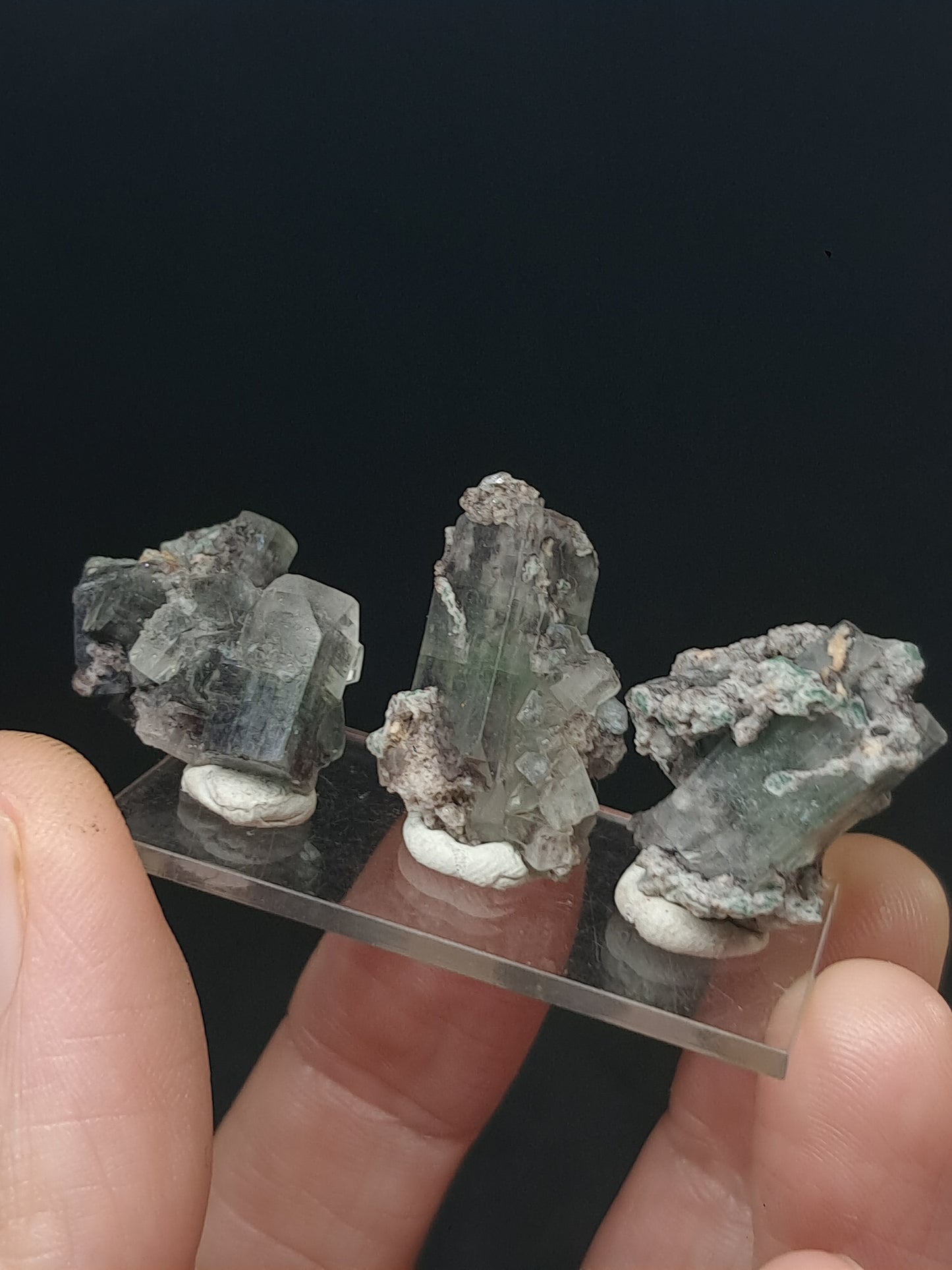 Set of 3 Small Green Apophyllites (Fluorapophyllites) (Ajanta) Rough Natural Crystals | Mineral Specimens #GA52