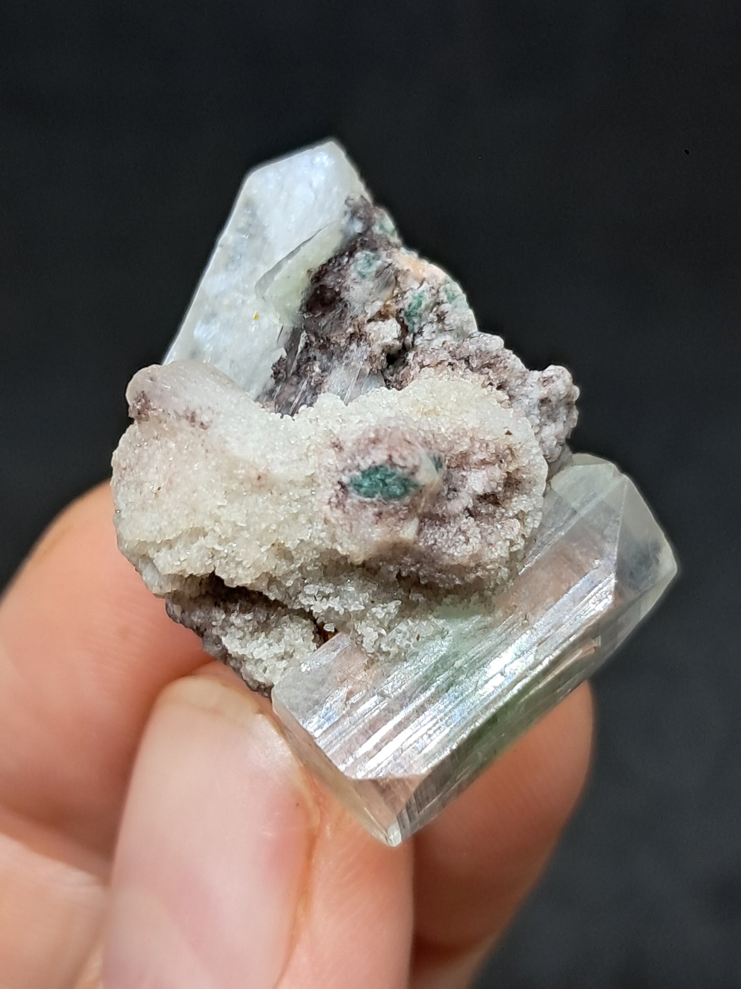 Apofilita verde con estibita (Fluorapofilita) (Ajanta) Cristal natural | Muestra de mineral #GA33
