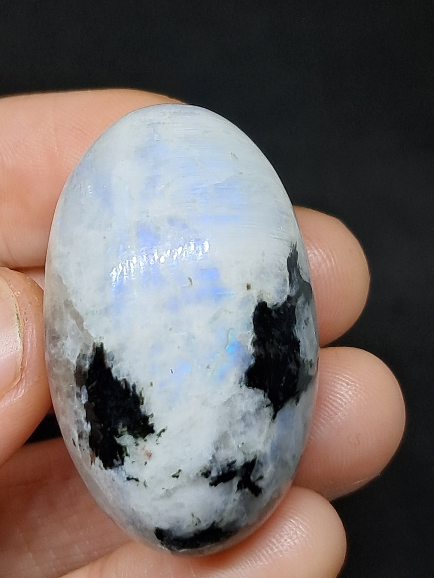 Rainbow Moonstone Shivalingam | White Labradorite | Natural Polished Stone