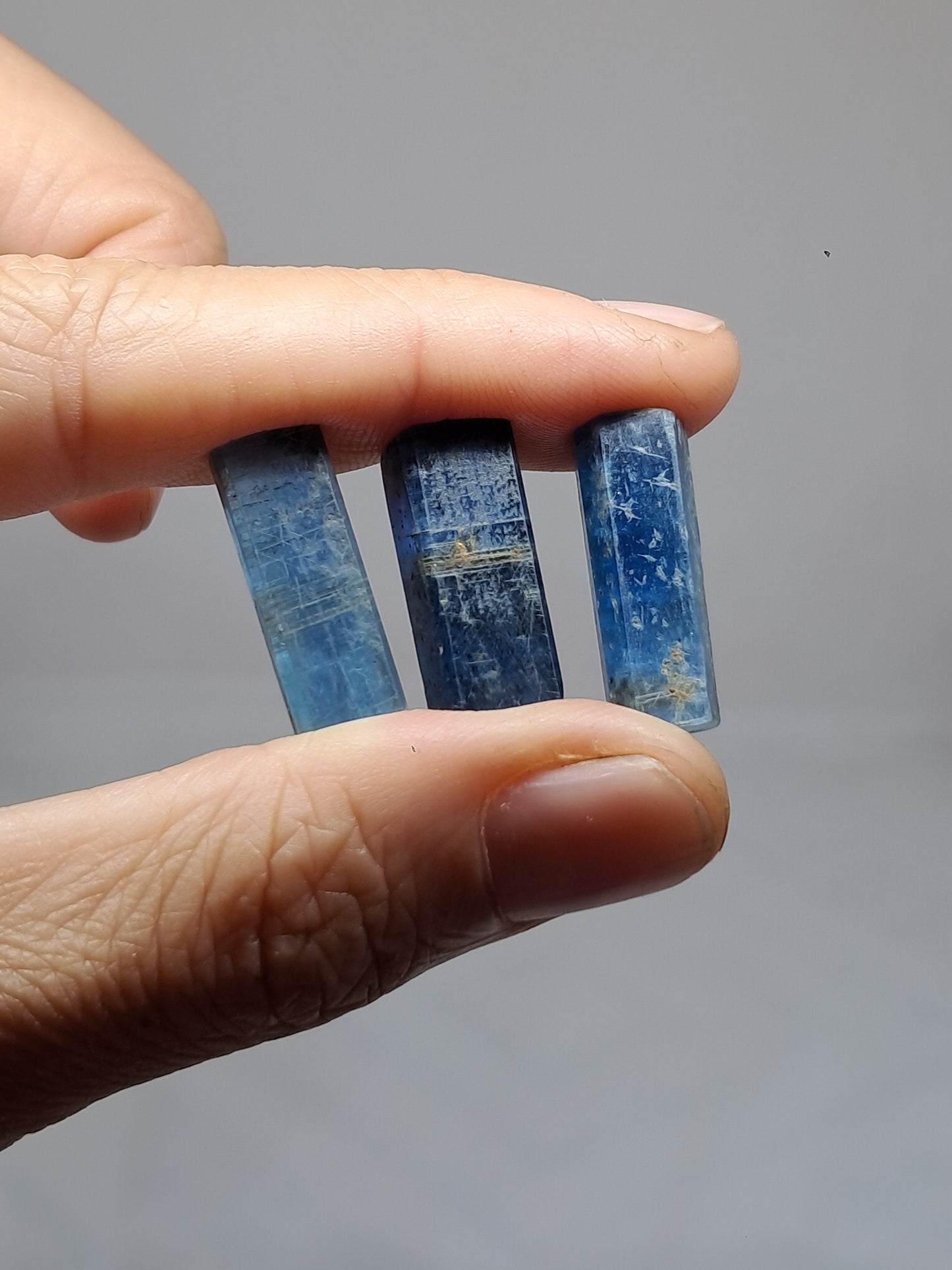 Set of 3 Blue Kyanites (Nepal) Polished Natural Crystals #KY13