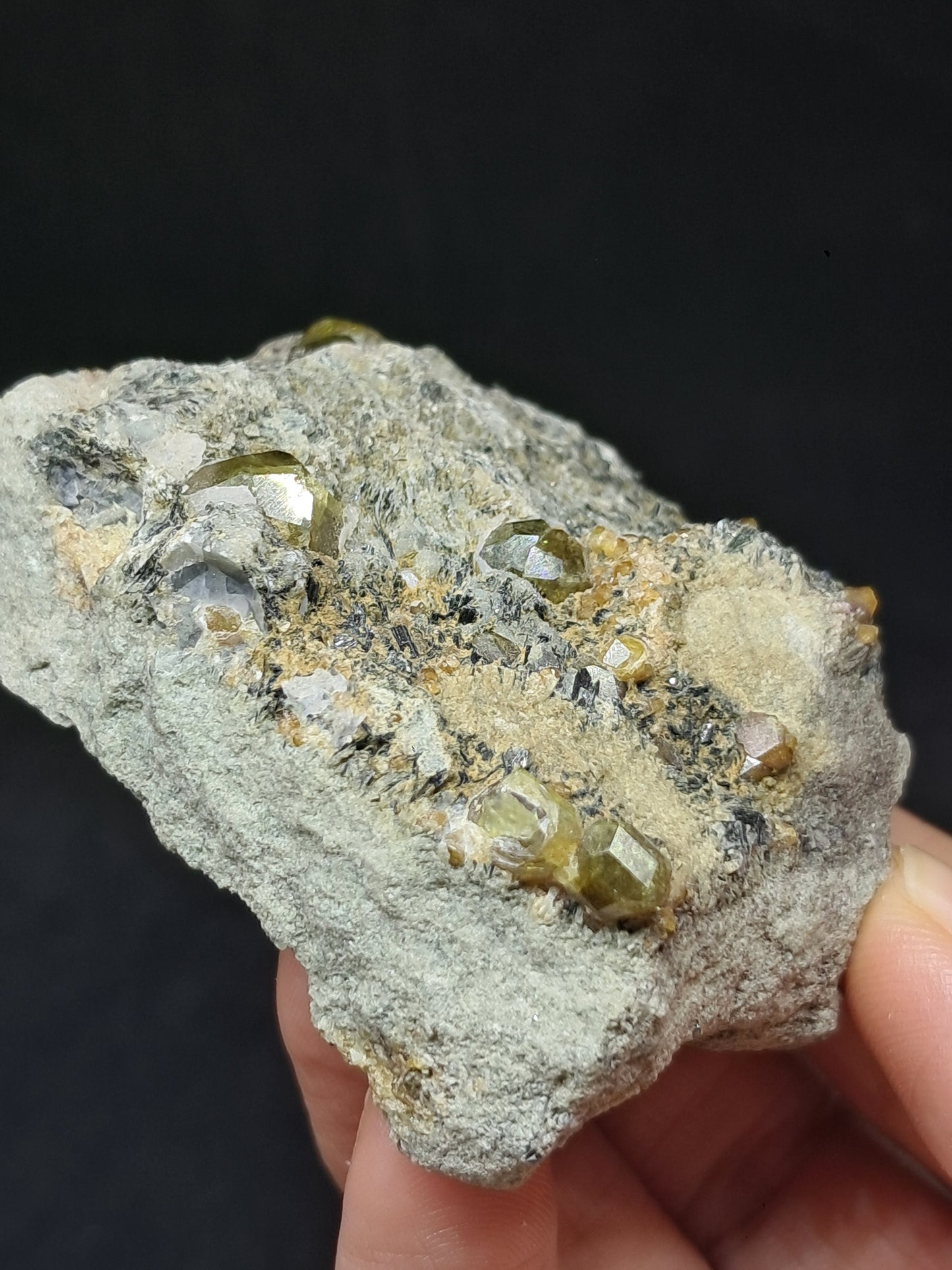Green Garnet w/ Aegirine (Acmite) on Matrix (Mexico) Andradite Garnet Cluster |Rough Crystal Stone | Mineral Specimen #GR32