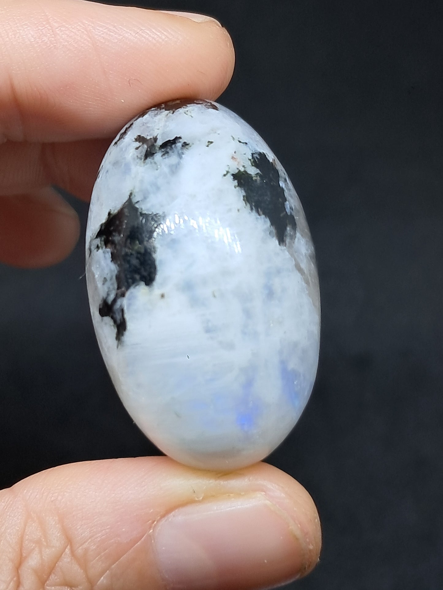 Rainbow Moonstone Shivalingam | White Labradorite | Natural Polished Stone