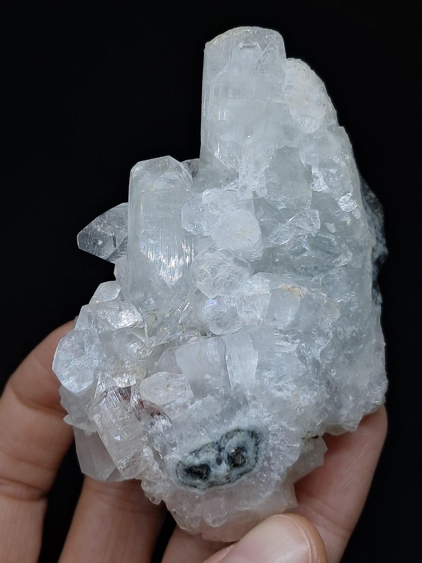 Clear Apophyllite w/ Stilbite  (Ajanta) Natural Crystal Cluster | Mineral Specimen #AP21eb