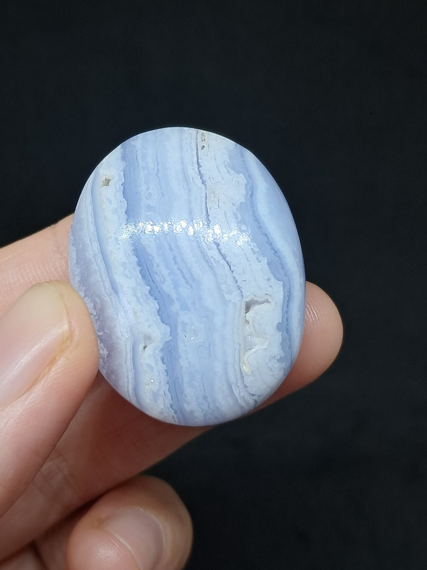 Blue Lace Agate Palmstone | Polished Natural Stone | Good Quality