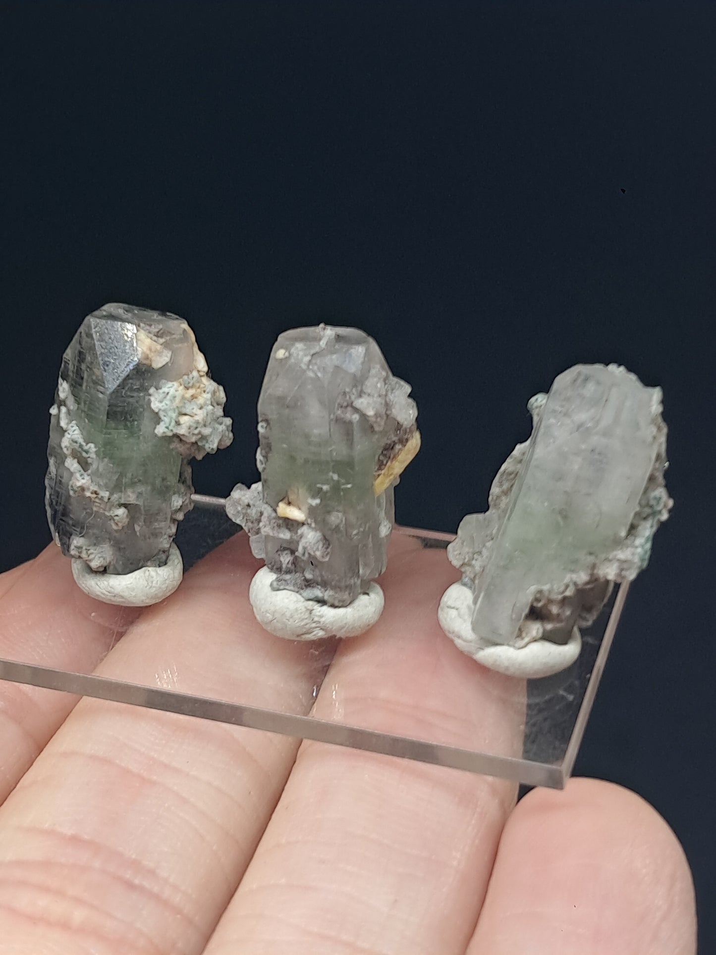 Set of 3 Small Green Apophyllites (Fluorapophyllites) (Ajanta) Rough Natural Crystals | Mineral Specimens #GA55