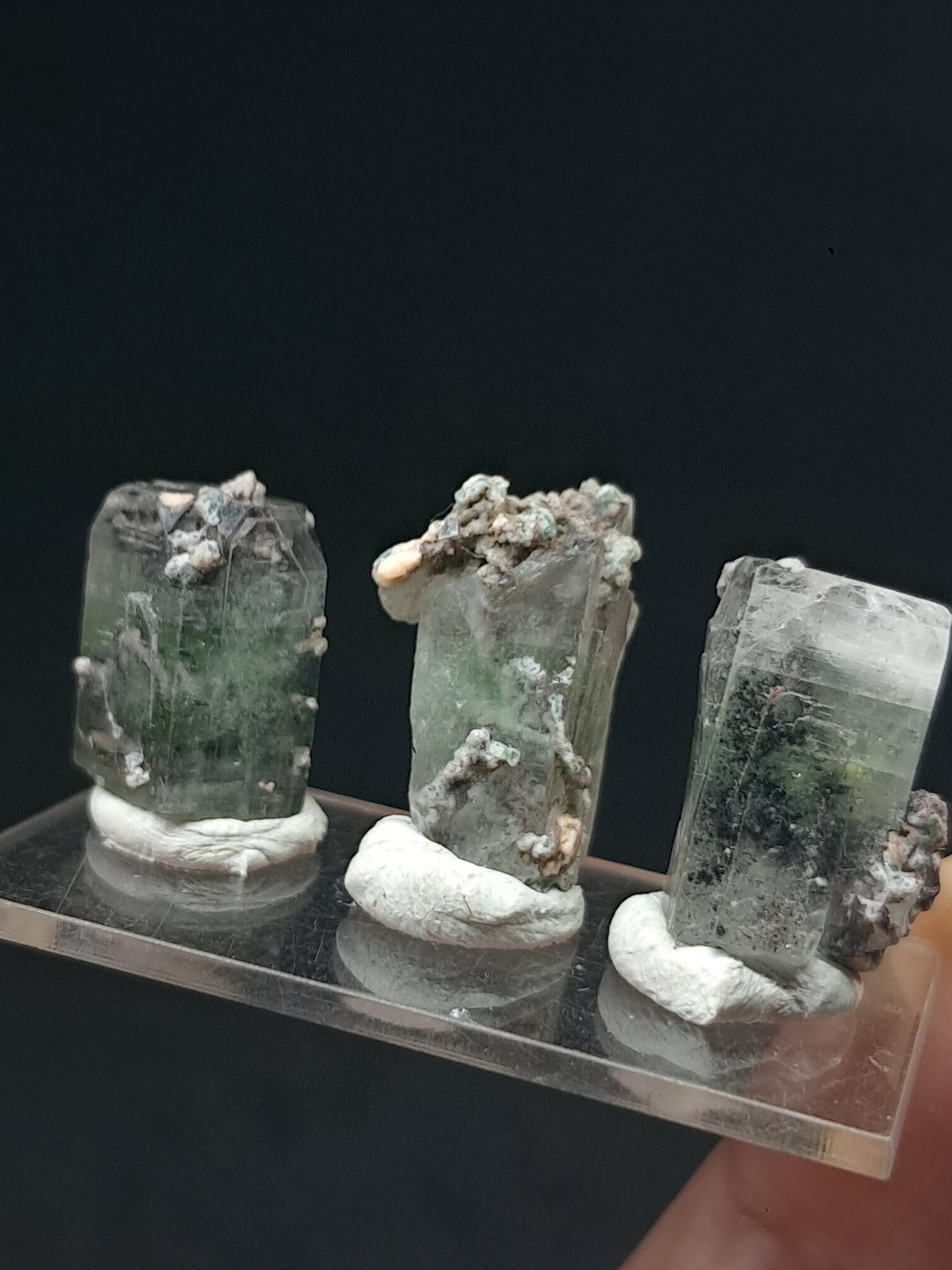 Set of 3 Small Green Apophyllites (Fluorapophyllites) (Ajanta) Rough Natural Crystals | Mineral Specimens #GA47