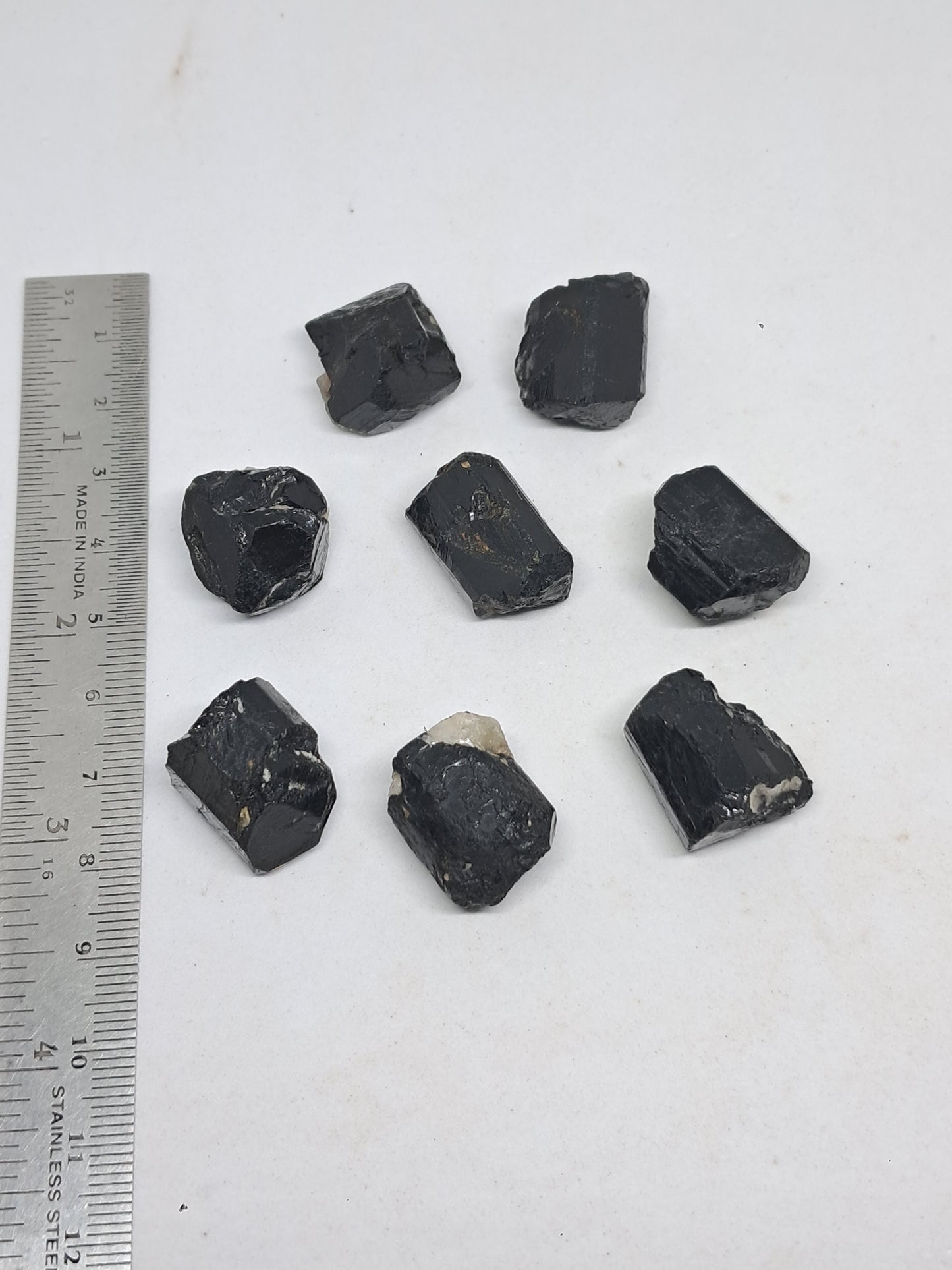 Small Black Tourmaline Crystals (Karnataka) Natural Stone | Mineral Specimen #BT4