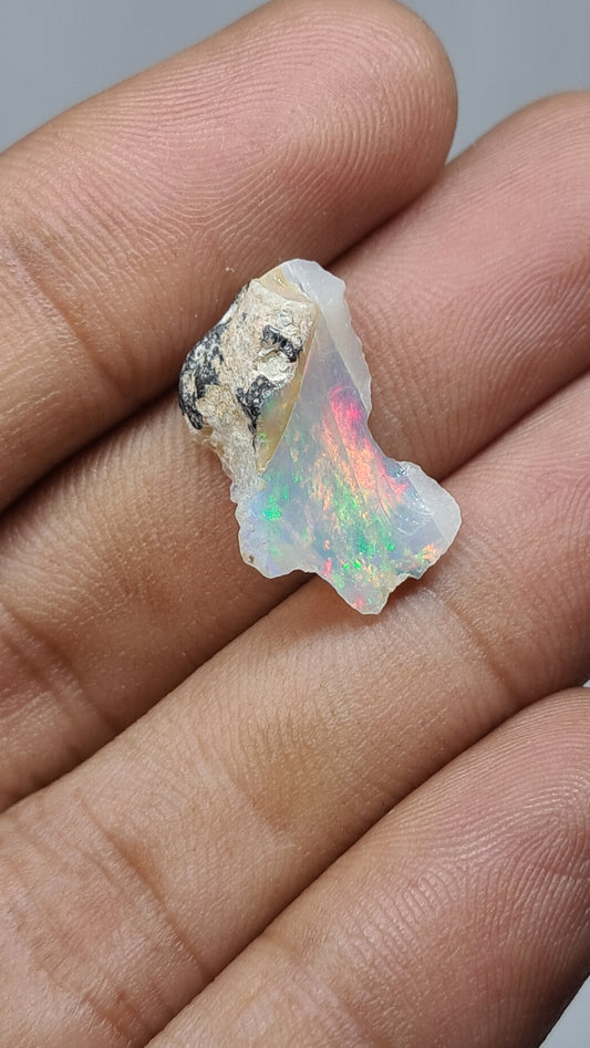 Natural Ethiopian Opal Rough | White Hydrophane Opal with Bright Play of Color #OP18