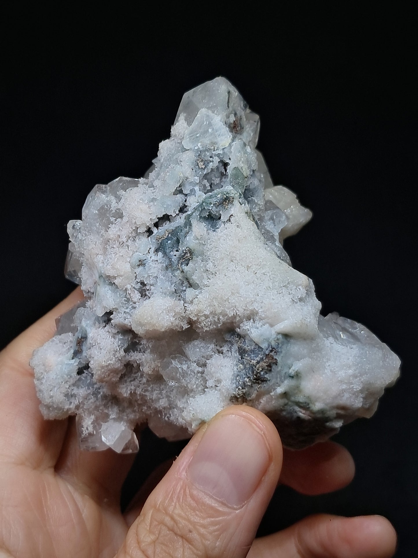 Clear Apophyllite w/ Stilbite (Ajanta) Natural Crystal Cluster | Mineral Specimen #AP38