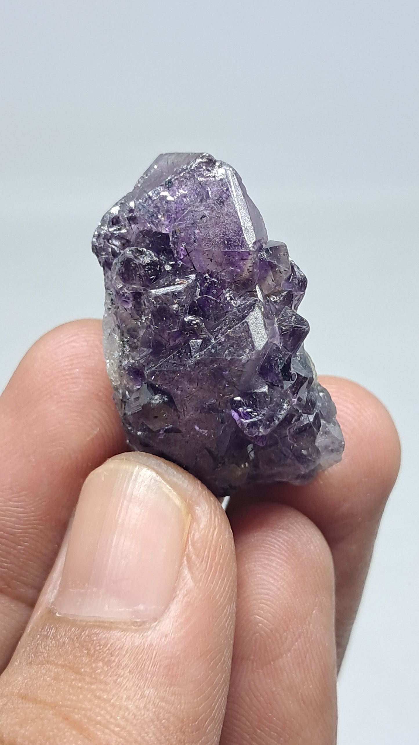 Amatista Elestial Morado Oscuro | Inclusiones de Hematita Goethita Rutilo | Cristal Natural | Espécimen Mineral #KA202