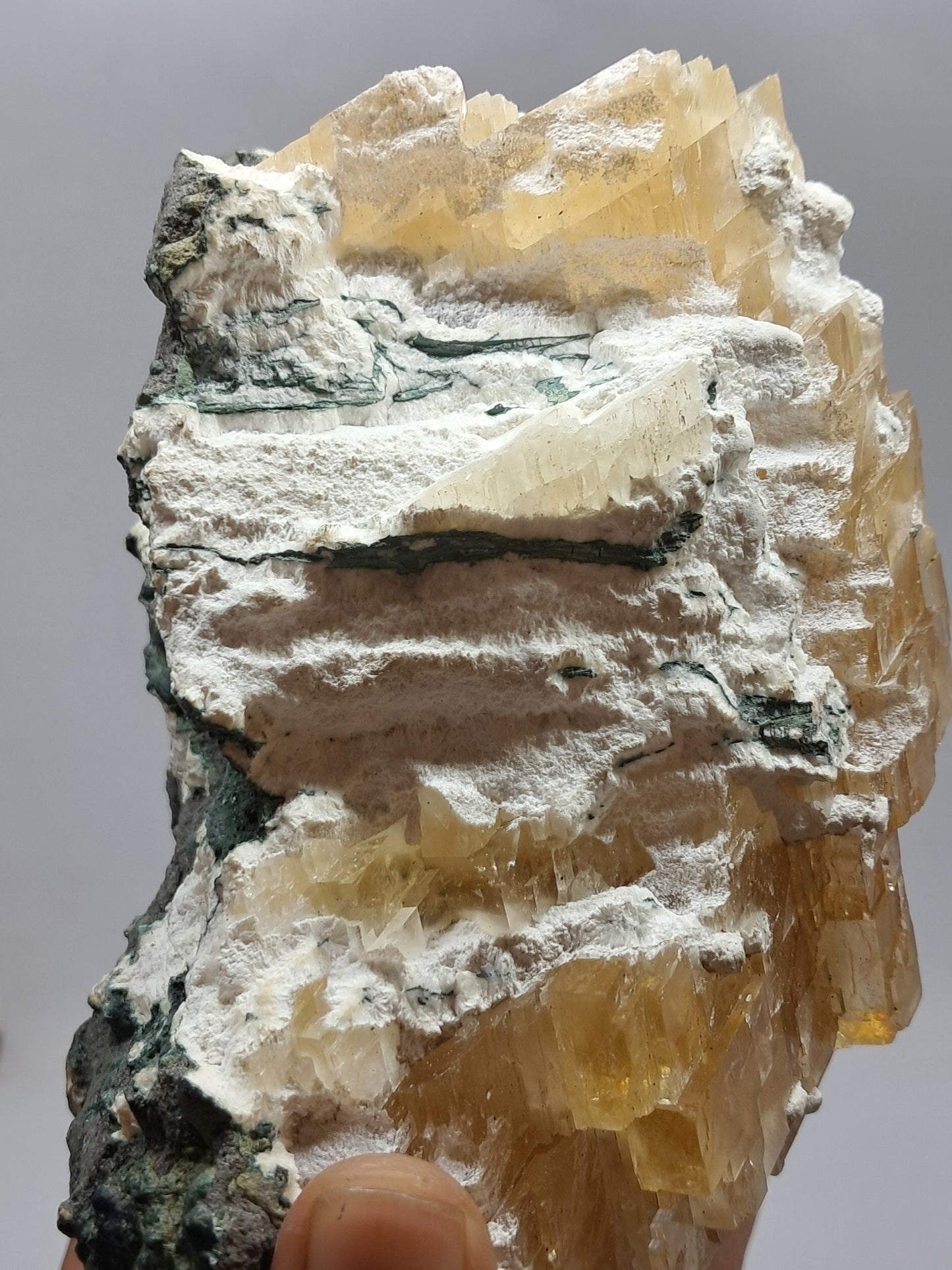 Honey Calcite w/ Okenite (India) Rough Crystal | Natural Stone | Mineral Specimen #CA20