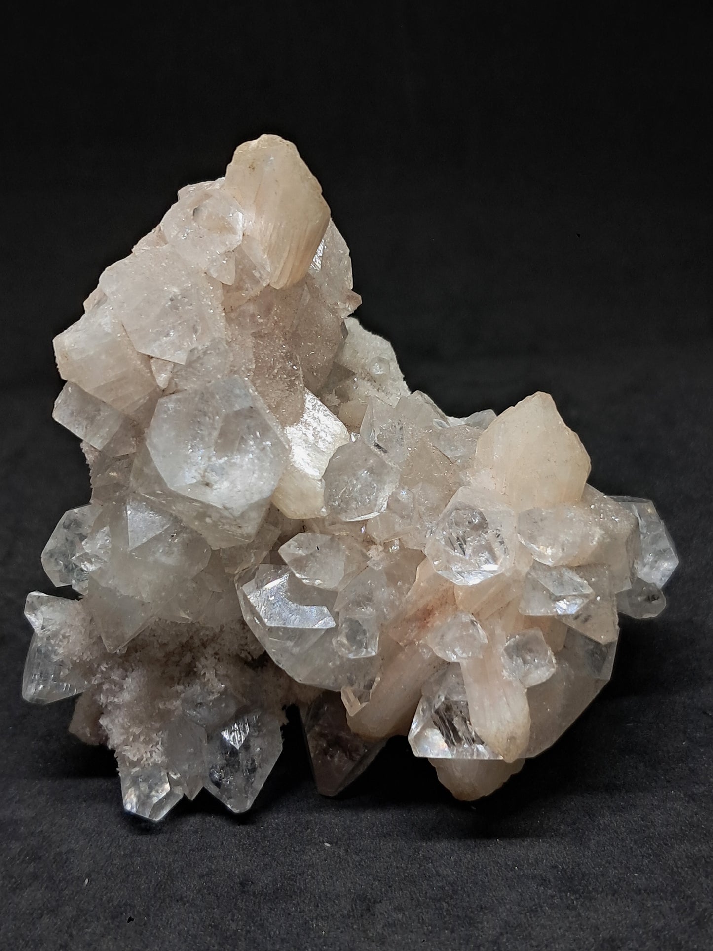 Clear Apophyllite w/ Stilbite (Ajanta) Natural Crystal Cluster | Mineral Specimen #AP38