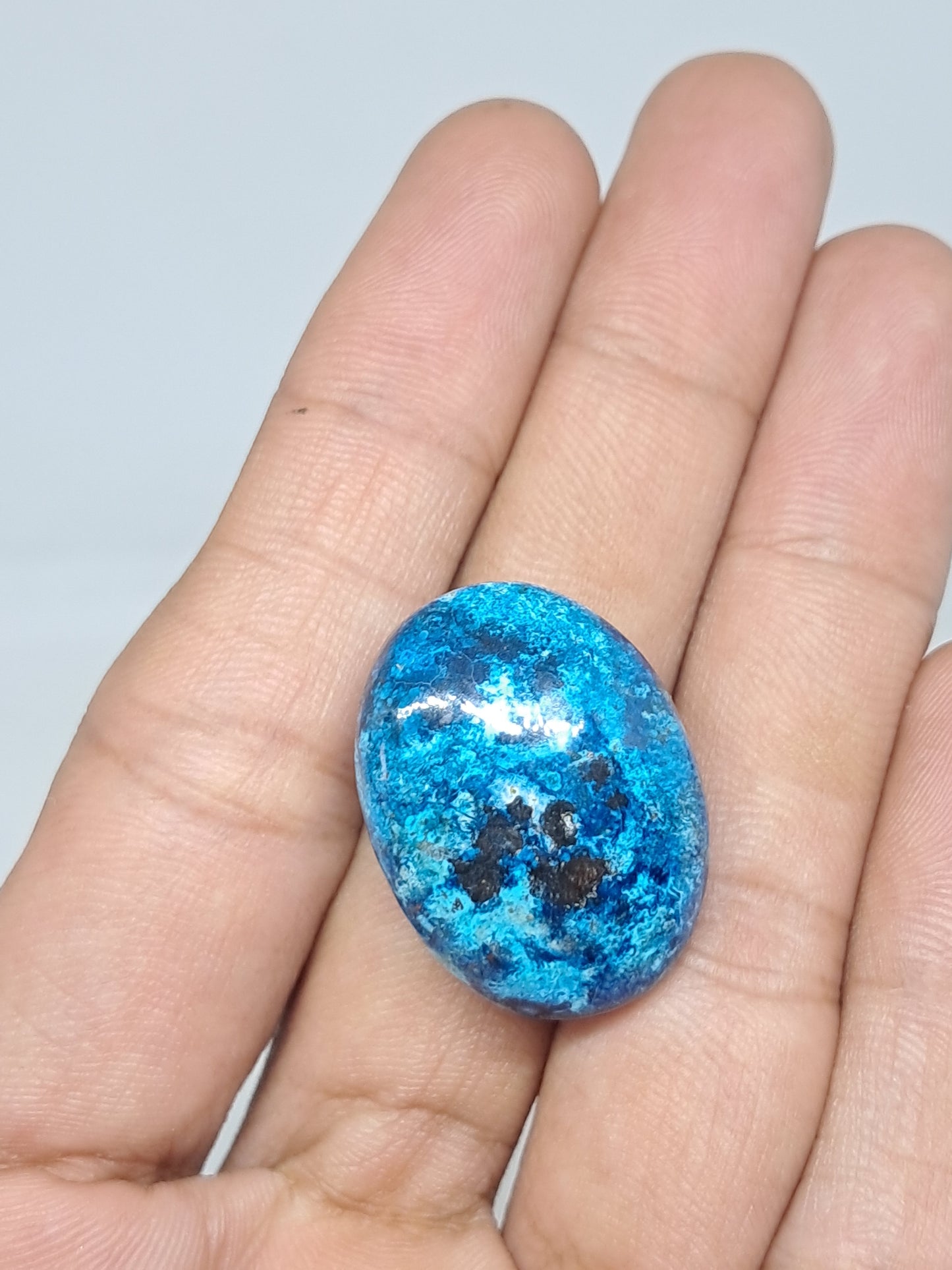 Chrysocolla w/ Azurite and Shattuckite Palmstone | Polished Natural Stone CM12