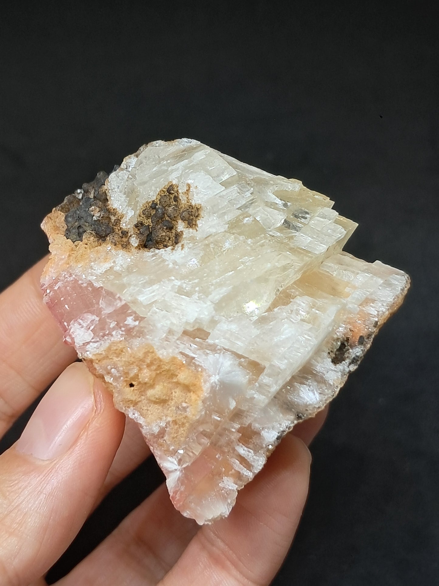 Calcita rojiza/rosa con mesolita *Hallazgo raro* (Pithampur) Cristal natural | Piedra en bruto | Espécimen mineral #CA36
