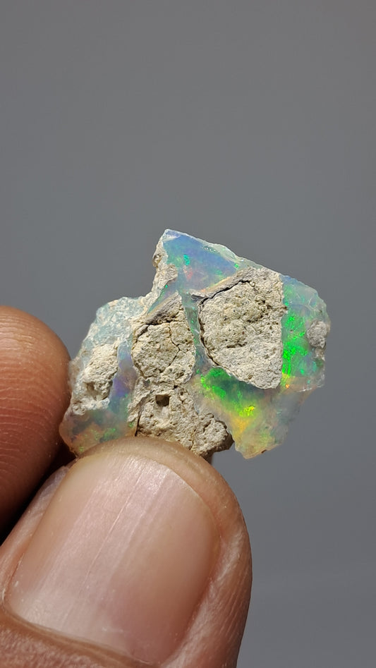 Natural Ethiopian Opal Rough | White Hydrophane Opal with Bright Play of Color #OP19