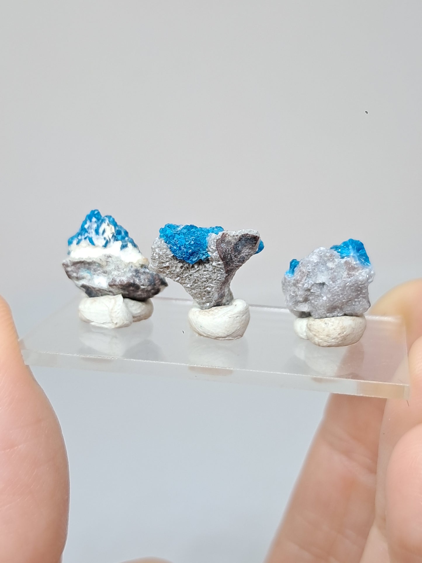 Set of 3 Small Pentagonites on Heulandite Matrix (Wagholi) Rough Stone | Natural Crystal | Rare Mineral Specimen #CV58