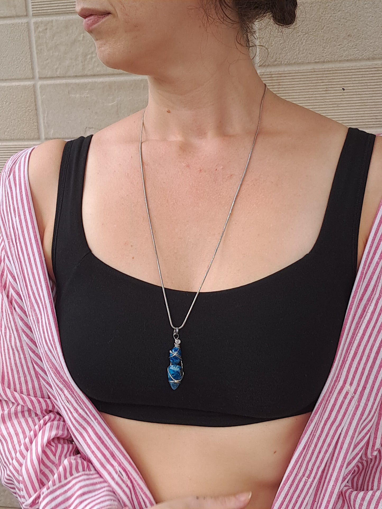 Azurite w/ Chrysocolla Double Cabochon Pendant | Handcrafted Jewelry | Unique Necklace #JL52