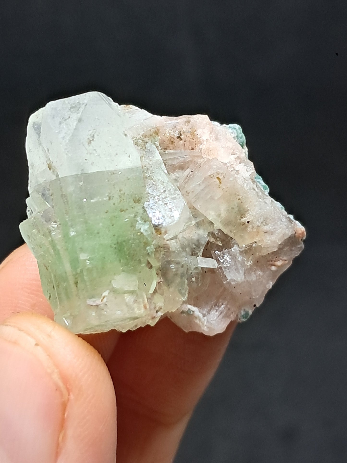 Apofilita Verde con Estilbita (Fluorapofilita) (Ajanta) Cristal Natural | Muestra Mineral #GA34