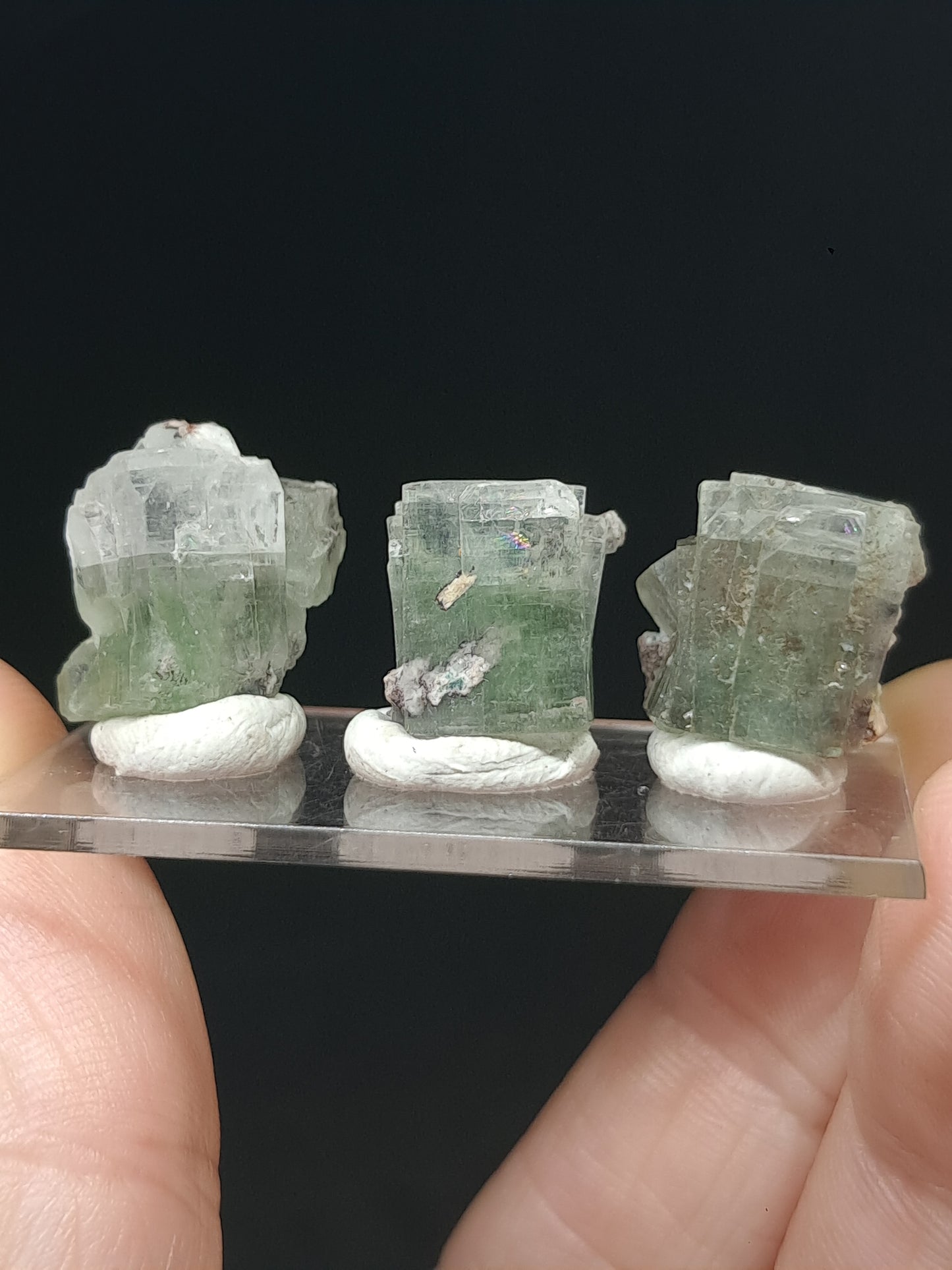 Set of 3 Small Green Apophyllites (Fluorapophyllites) (Ajanta) Rough Natural Crystals | Mineral Specimens #GA50