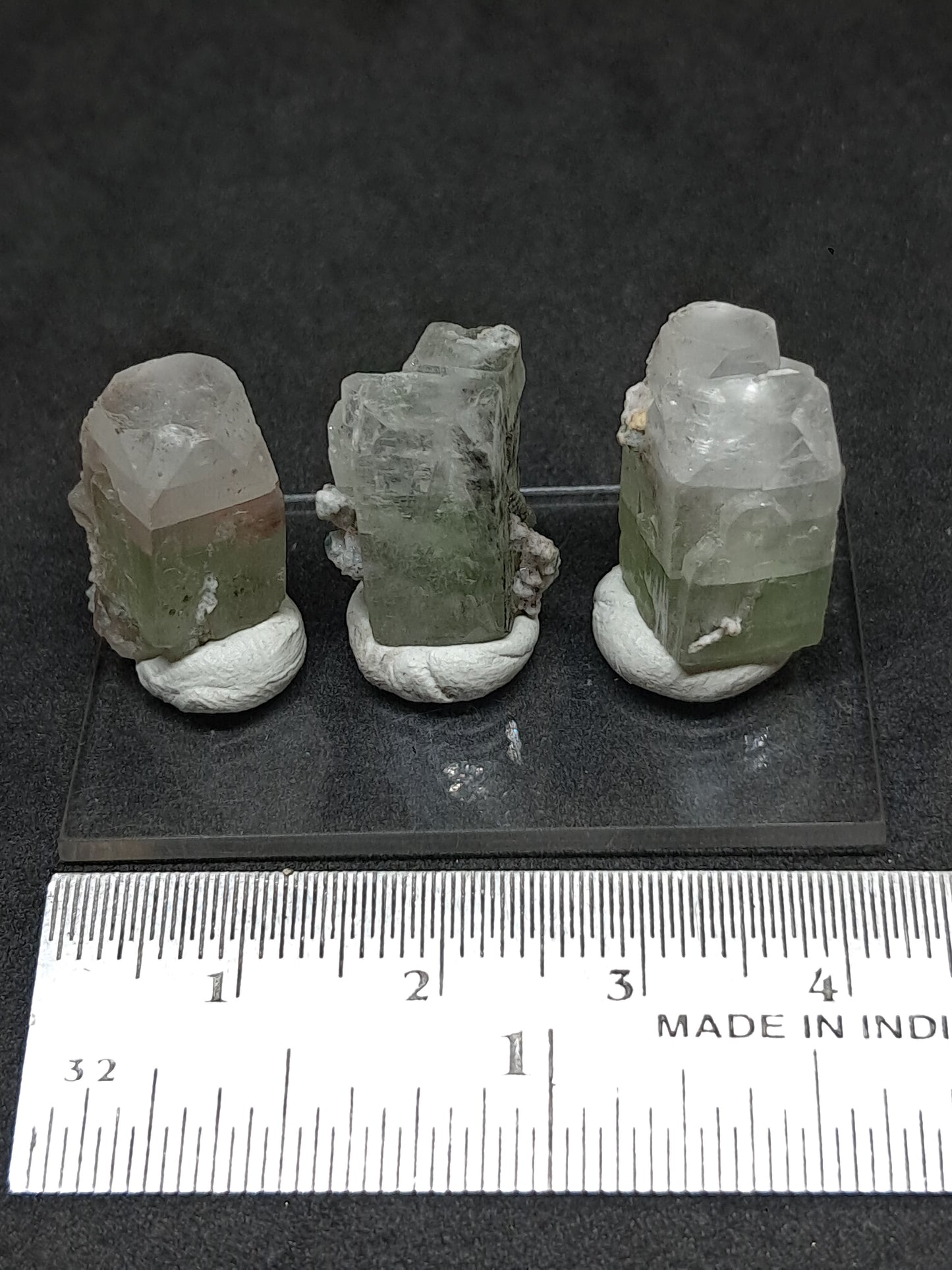 Set of 3 Small Green Apophyllites (Fluorapophyllites) (Ajanta) Rough Natural Crystals | Mineral Specimens #GA46