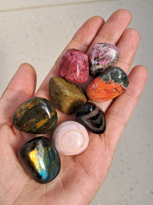 Set of 8 Mix Tumbled Stones | Polished Natural Stones
