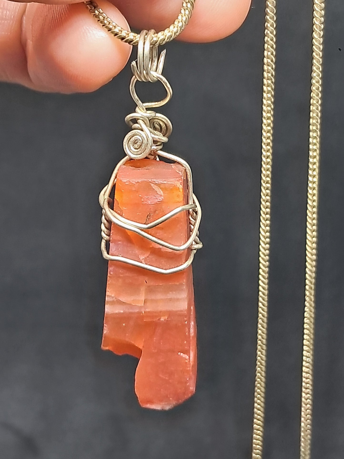 Rough Carnelian Pendant | Handcrafted Jewelry | Necklace | Unisex #JL37