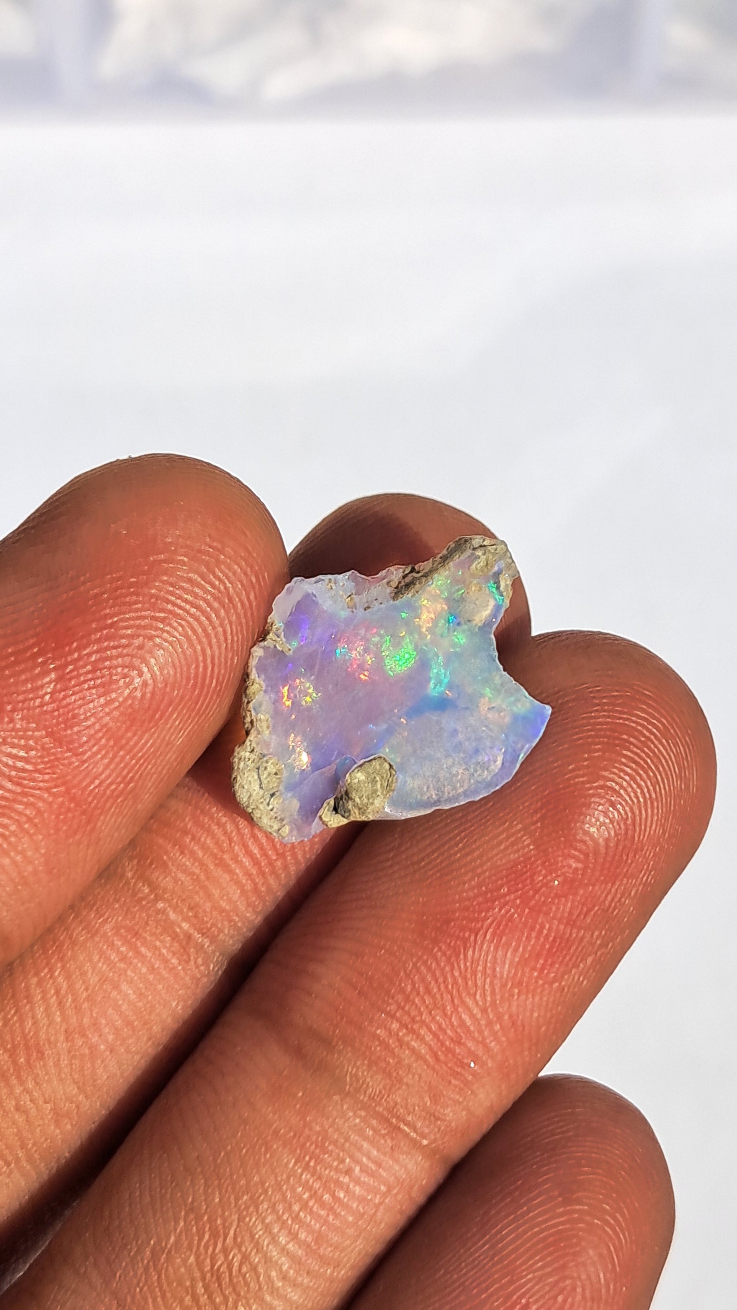 Ópalo etíope natural en bruto | Ópalo hidrofano blanco con juego de colores brillante #OP12