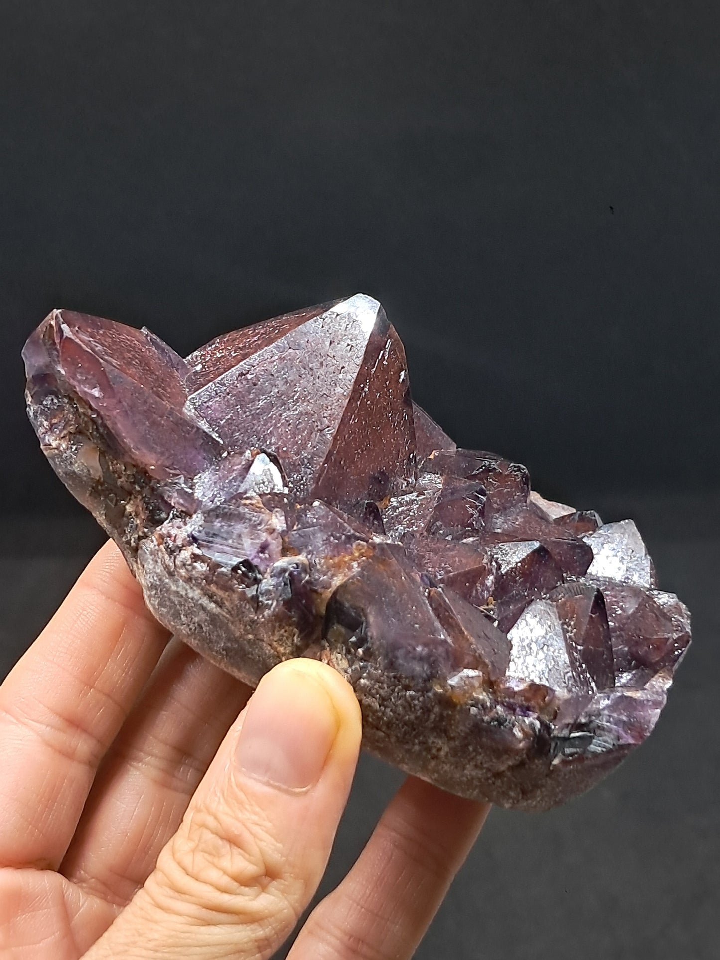 Amethyst Cluster w/ Hematite Inclusions & Record Keepers (Madhya Pradesh) | Mineral Specimen | Natural Stone #AM9